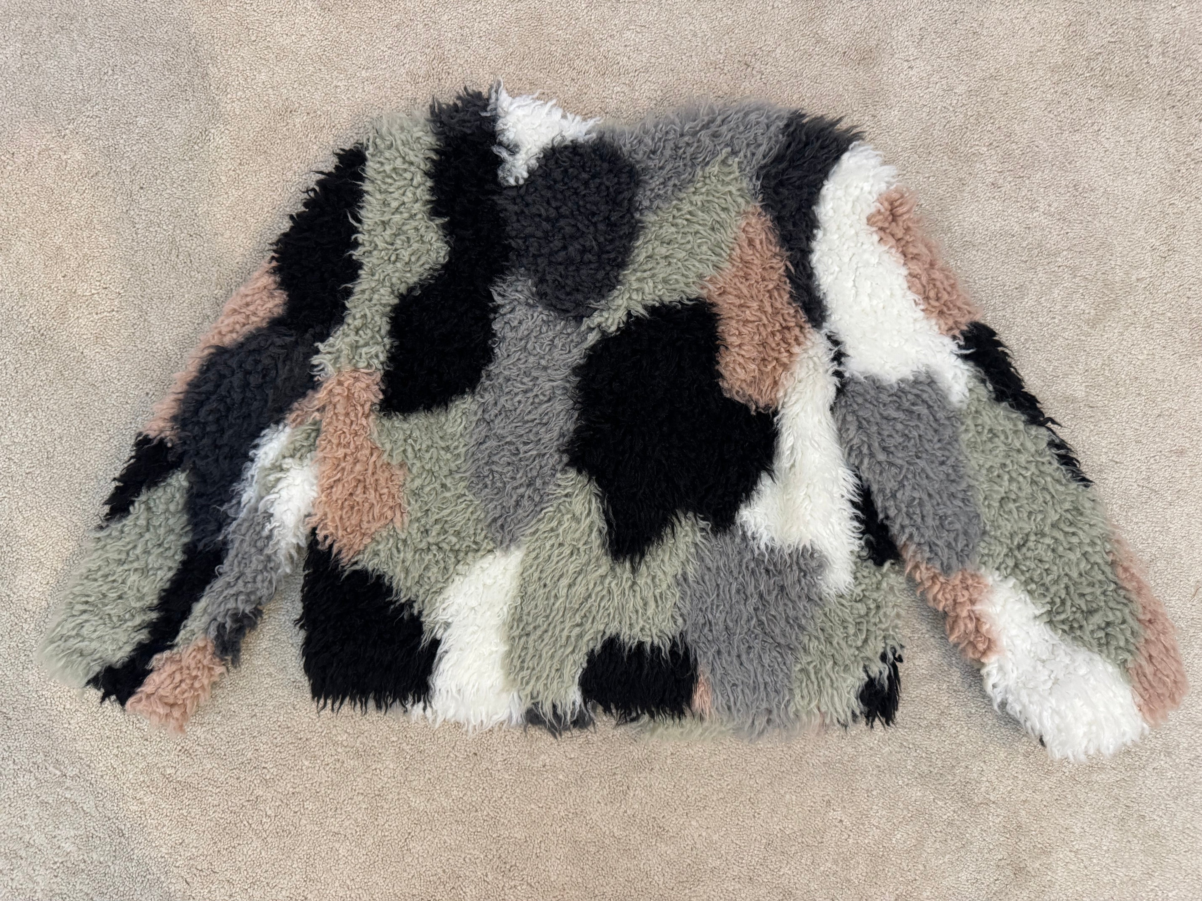 1.STATE Faux Fur Jacket Small Moody Hues French Pink Multi Color NWT $199