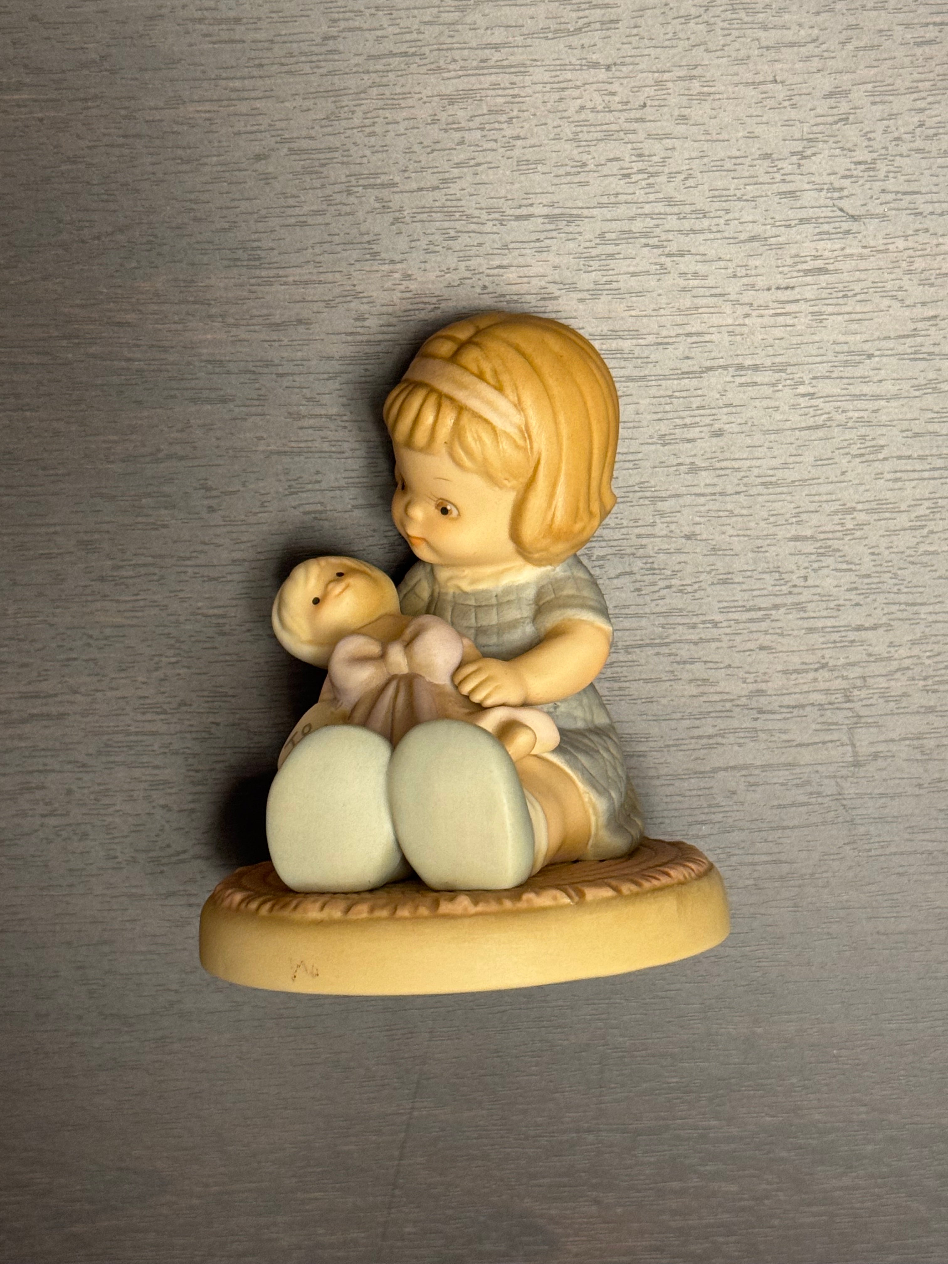 Precious Moments Style Girl w Doll Wrapped in Love Figurine