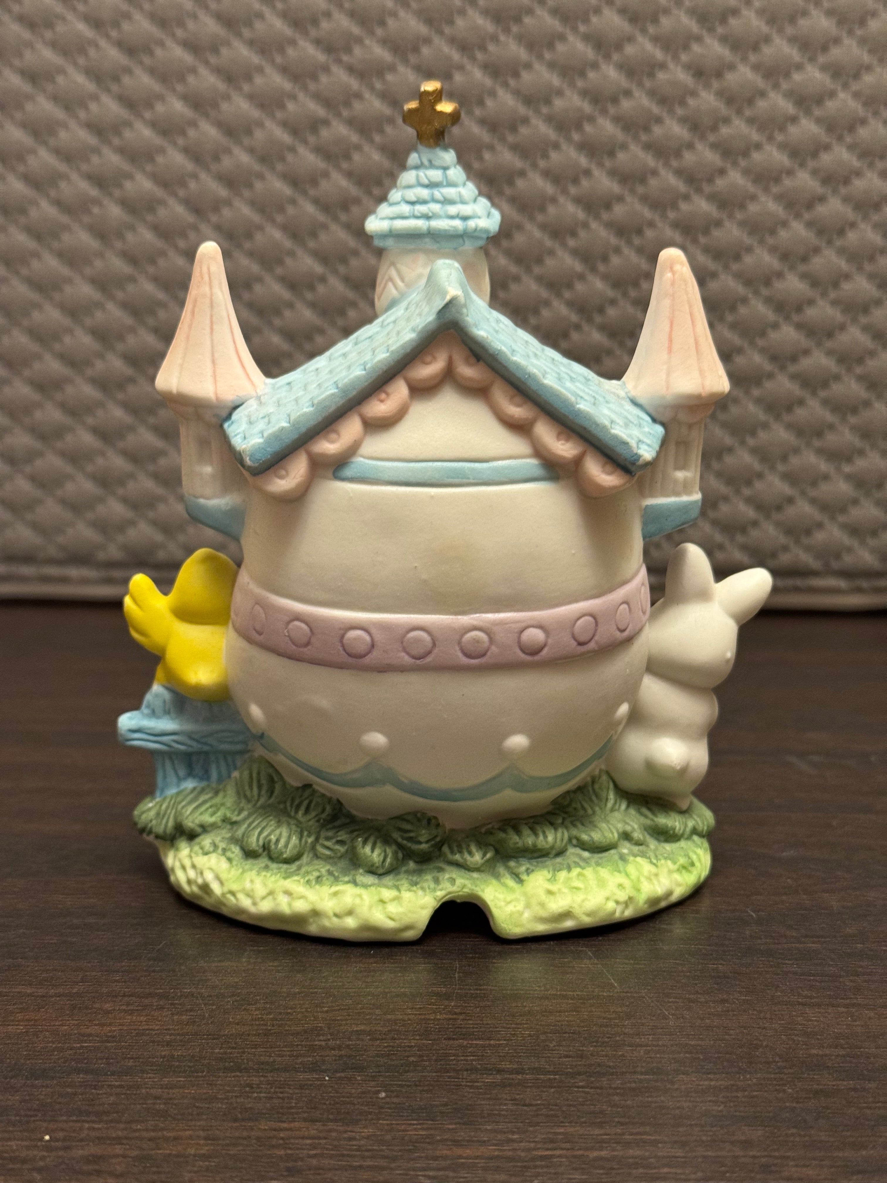 Vintage Easter Bunny Chick Egg House Tealight Holder Spring Cottage Decor