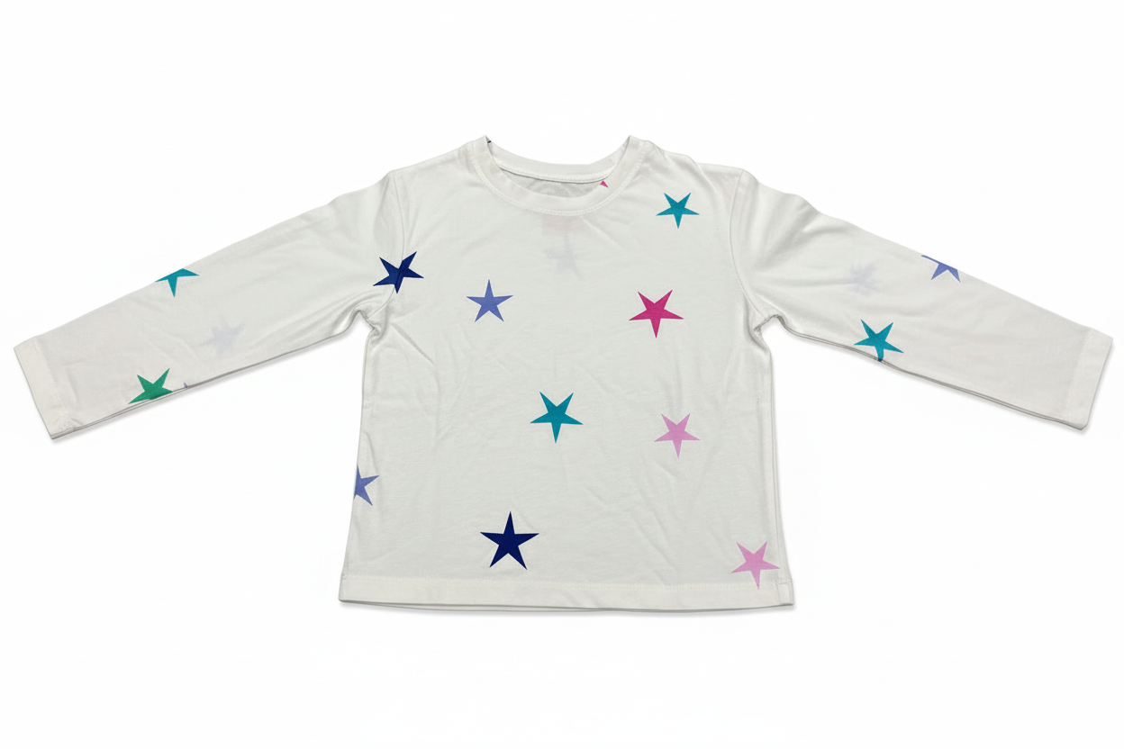 Cat & Jack Girls Star Print Long Sleeve Shirt Cream Multicolor Stars Kids NWT Multiple Sizes