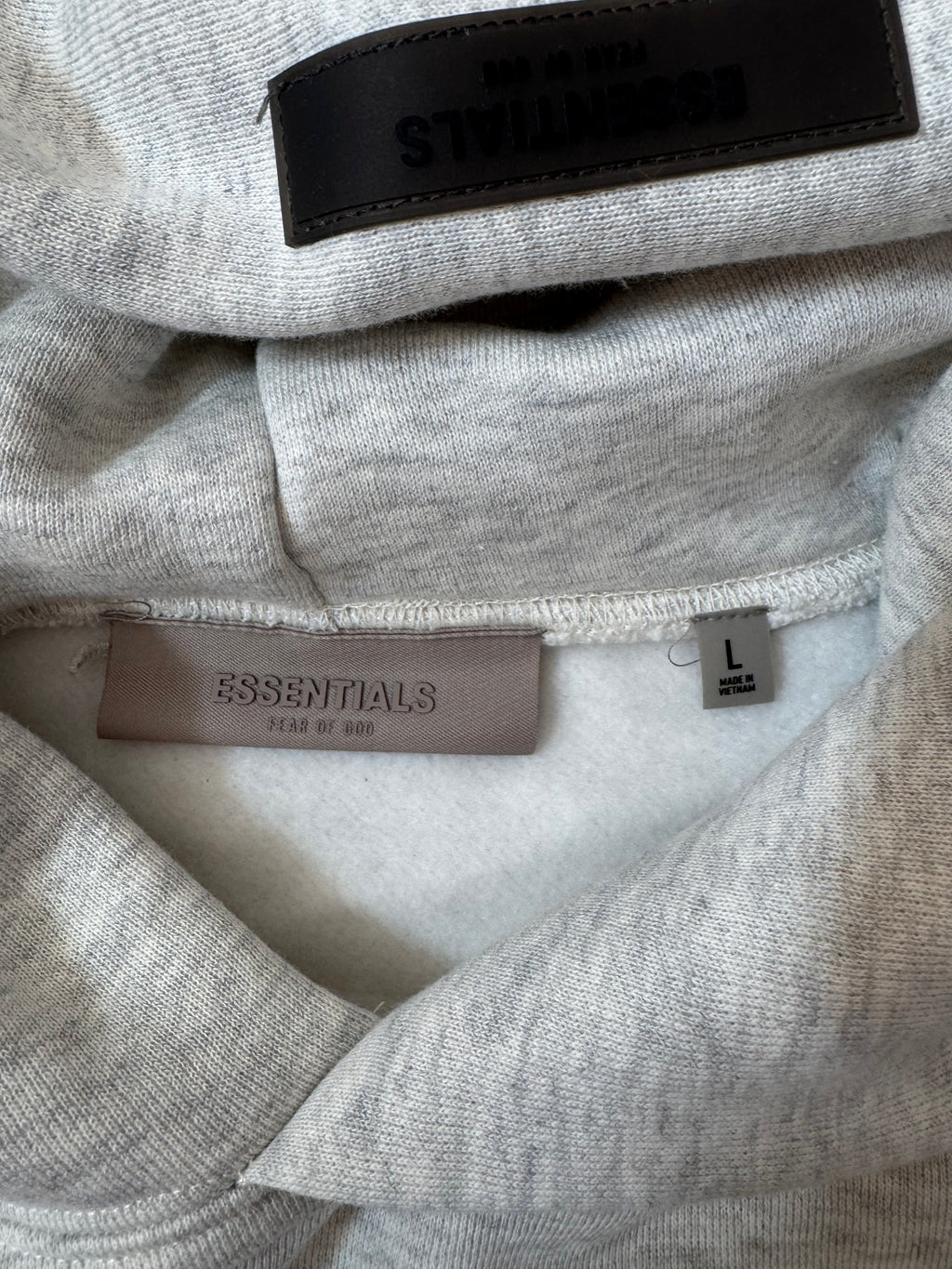 Fear of God Essentials Hoodie Light Oatmeal Large Pullover Sweatshirt NWT