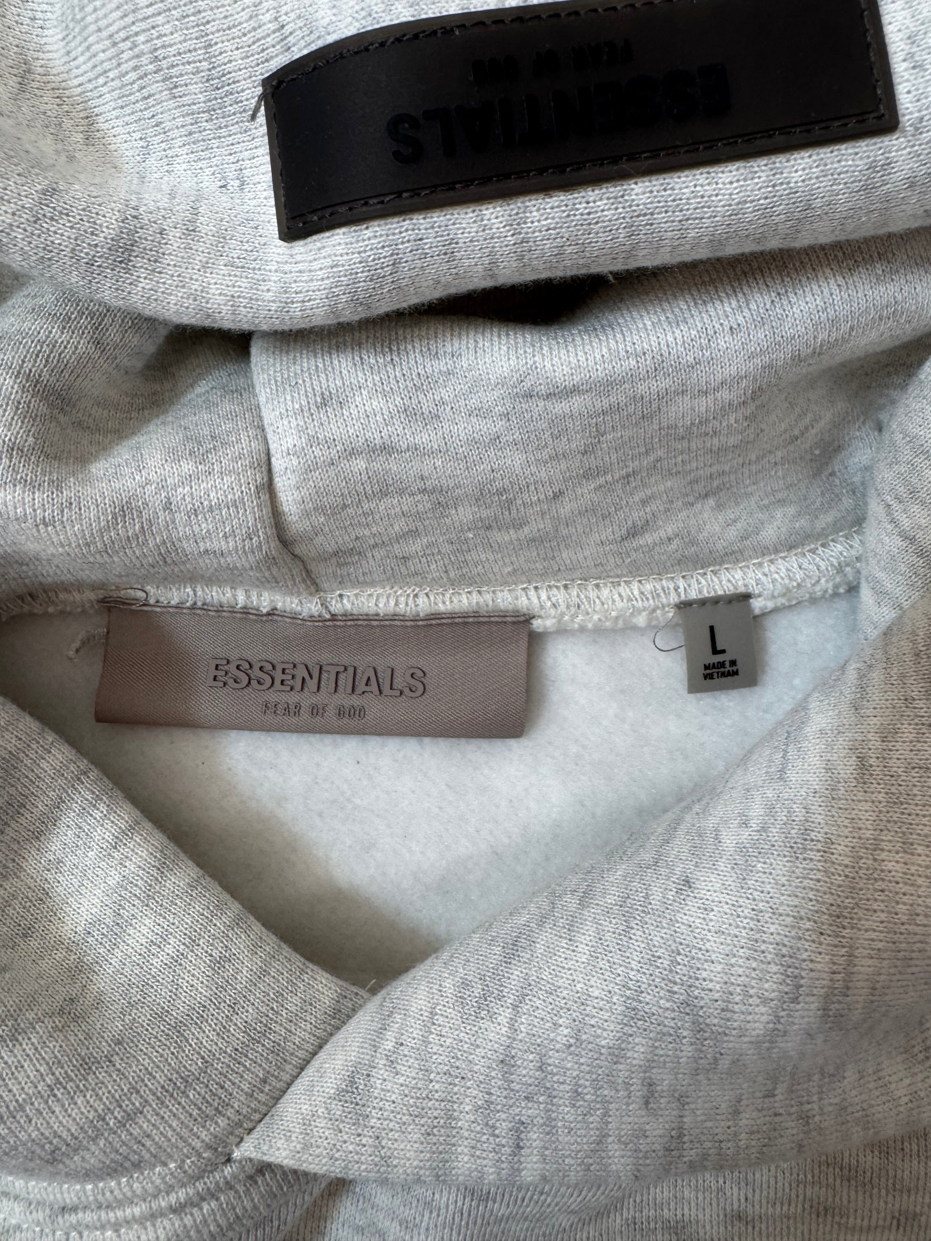 Fear of God Essentials Hoodie Light Oatmeal Large Pullover Sweatshirt NWT