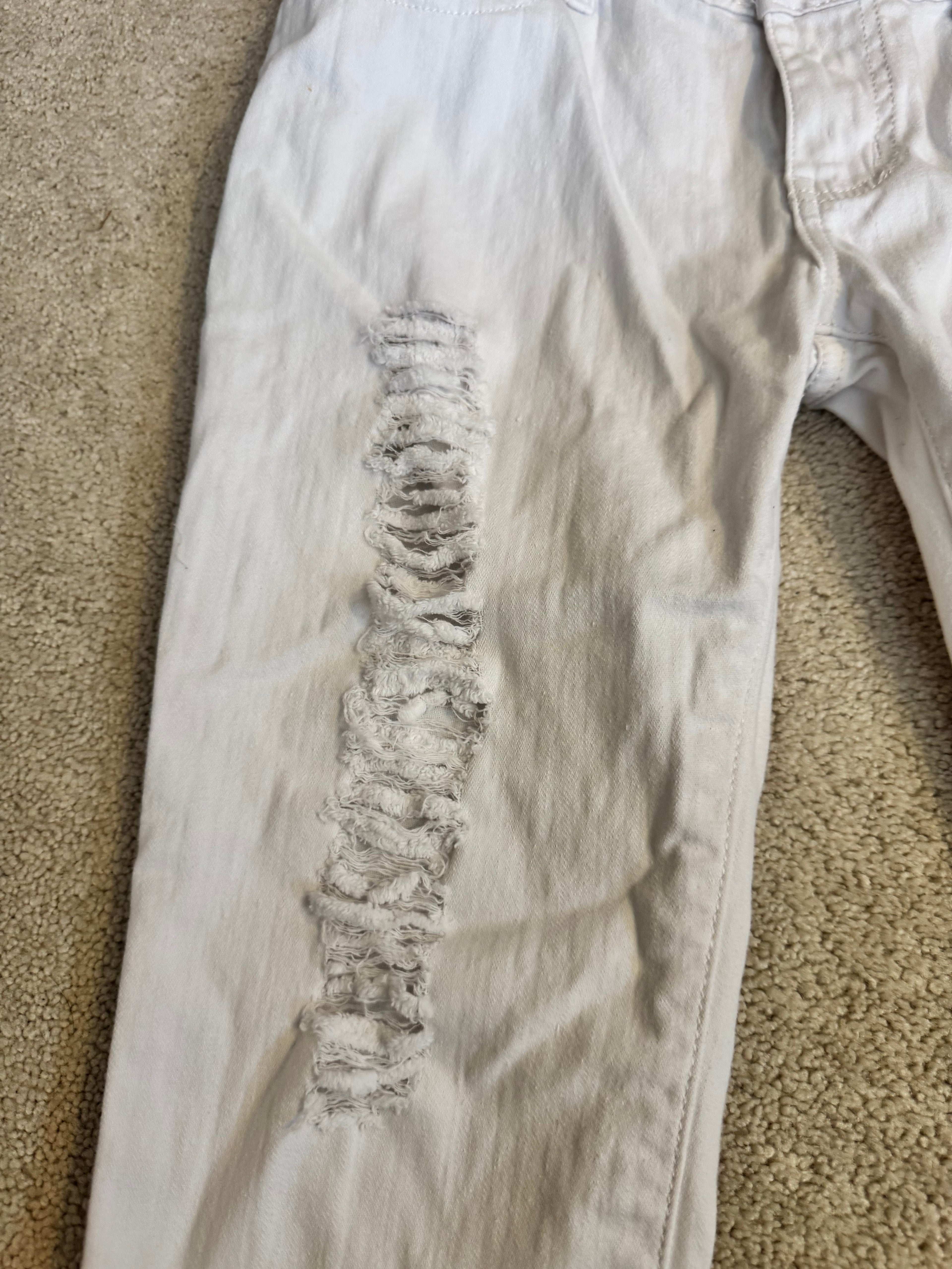 NV Jeans White Distressed Cropped Denim Womens 13 Mid Rise Stretch Raw Hem