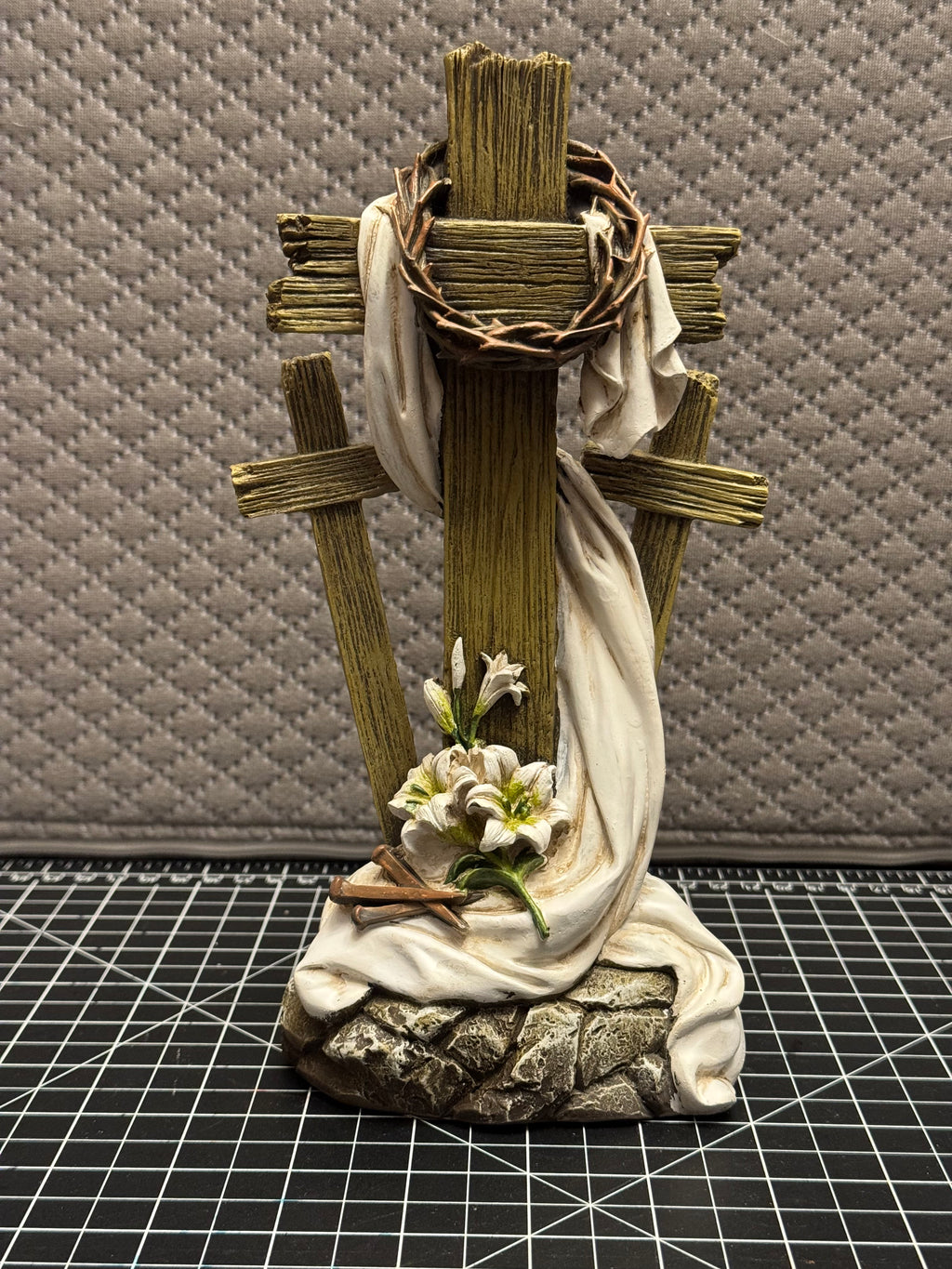 Easter Cross Figurine Crown of Thorns Religious Decor Tabletop Christian