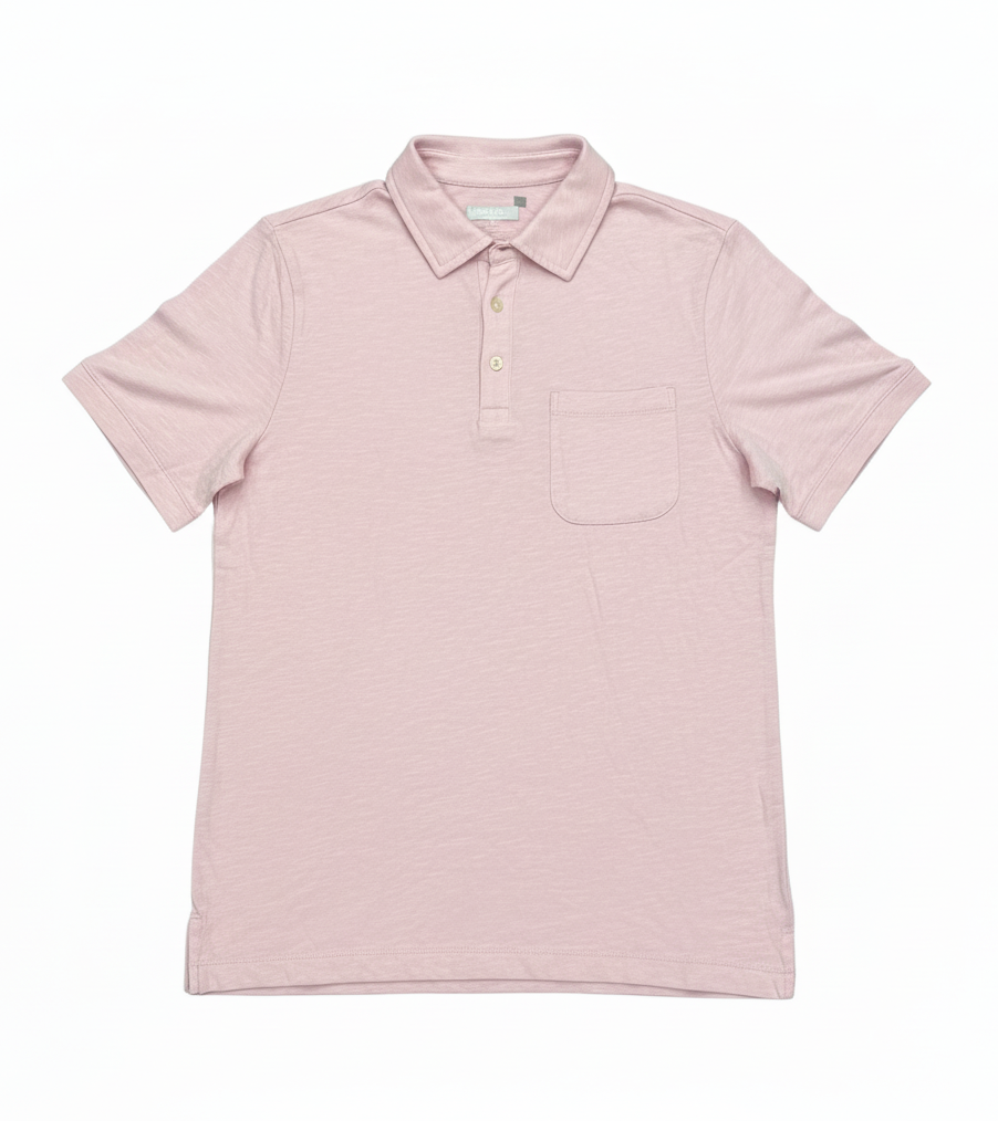 Goodfellow & Co Mens Polo Shirt Pink Short Sleeve No-Roll Collar Pocket Cotton Small NWT