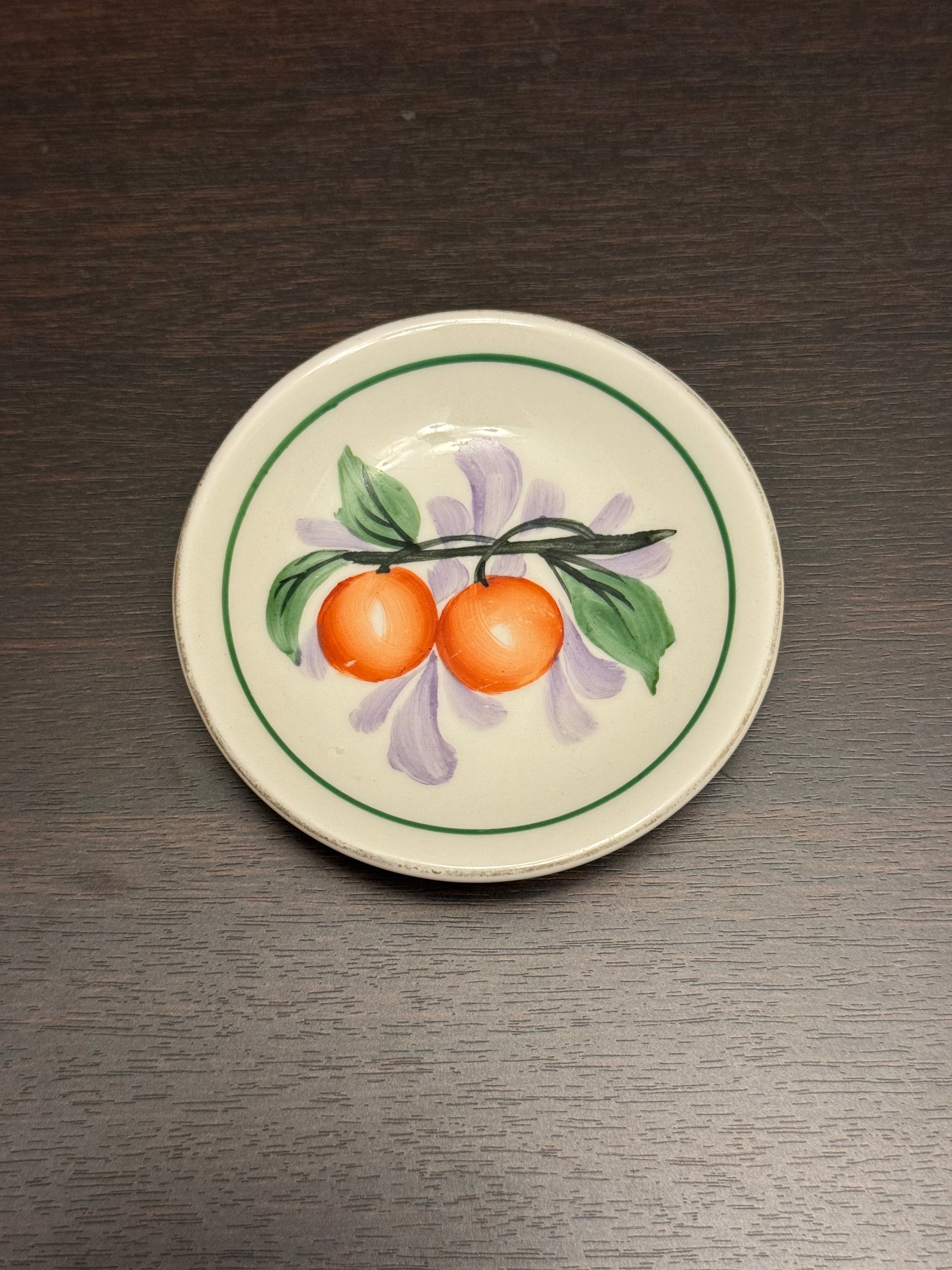 Vintage Hand Painted Fruit Butter Pat Dish Japan Small Trinket Plate