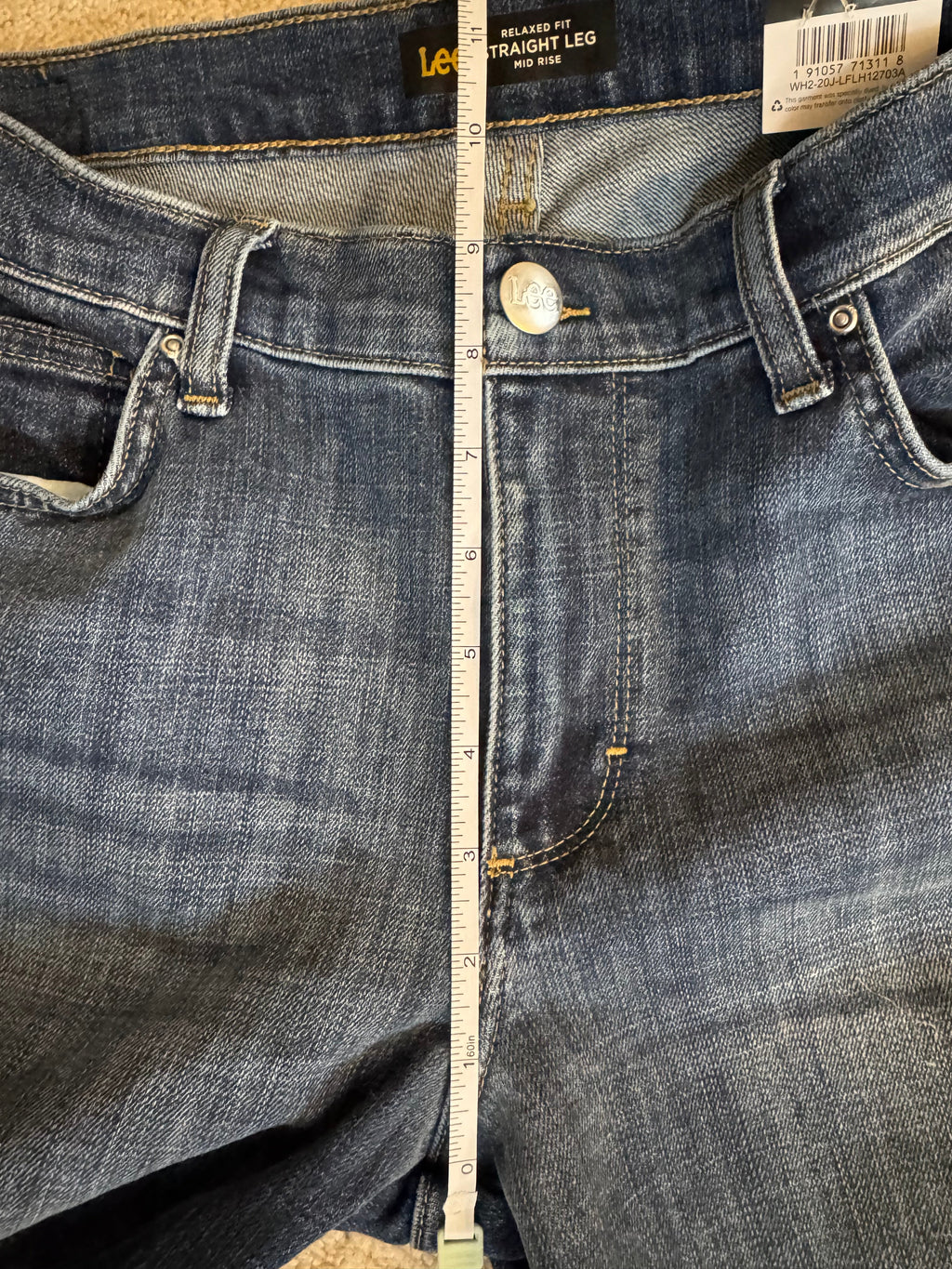 Lee Relaxed Fit Straight Leg Mid Rise Jeans Womens 10 Short Blue Denim Stretch Classic
