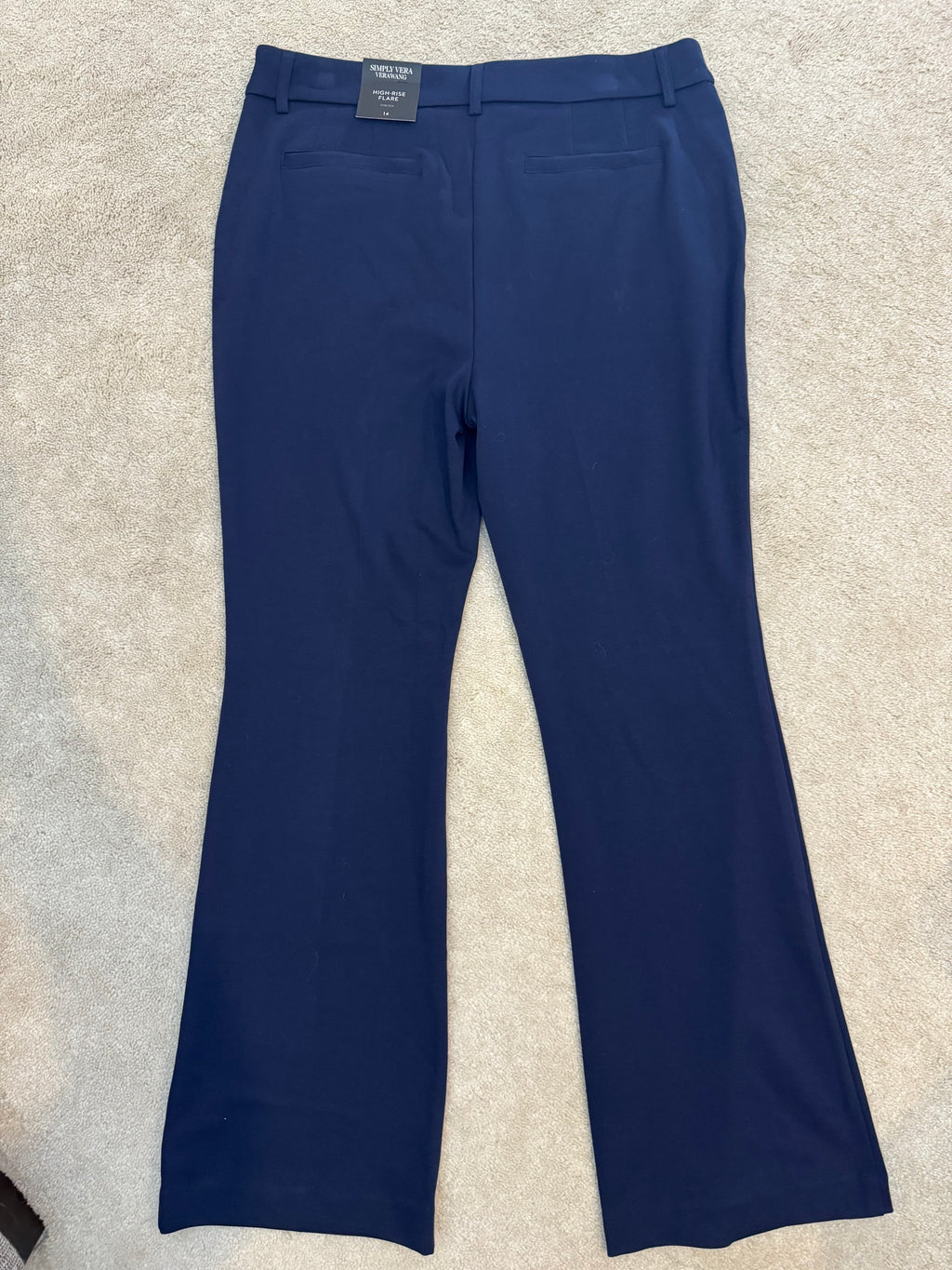 Simply Vera Vera Wang Navy High Rise Flare Pants 14 NWT