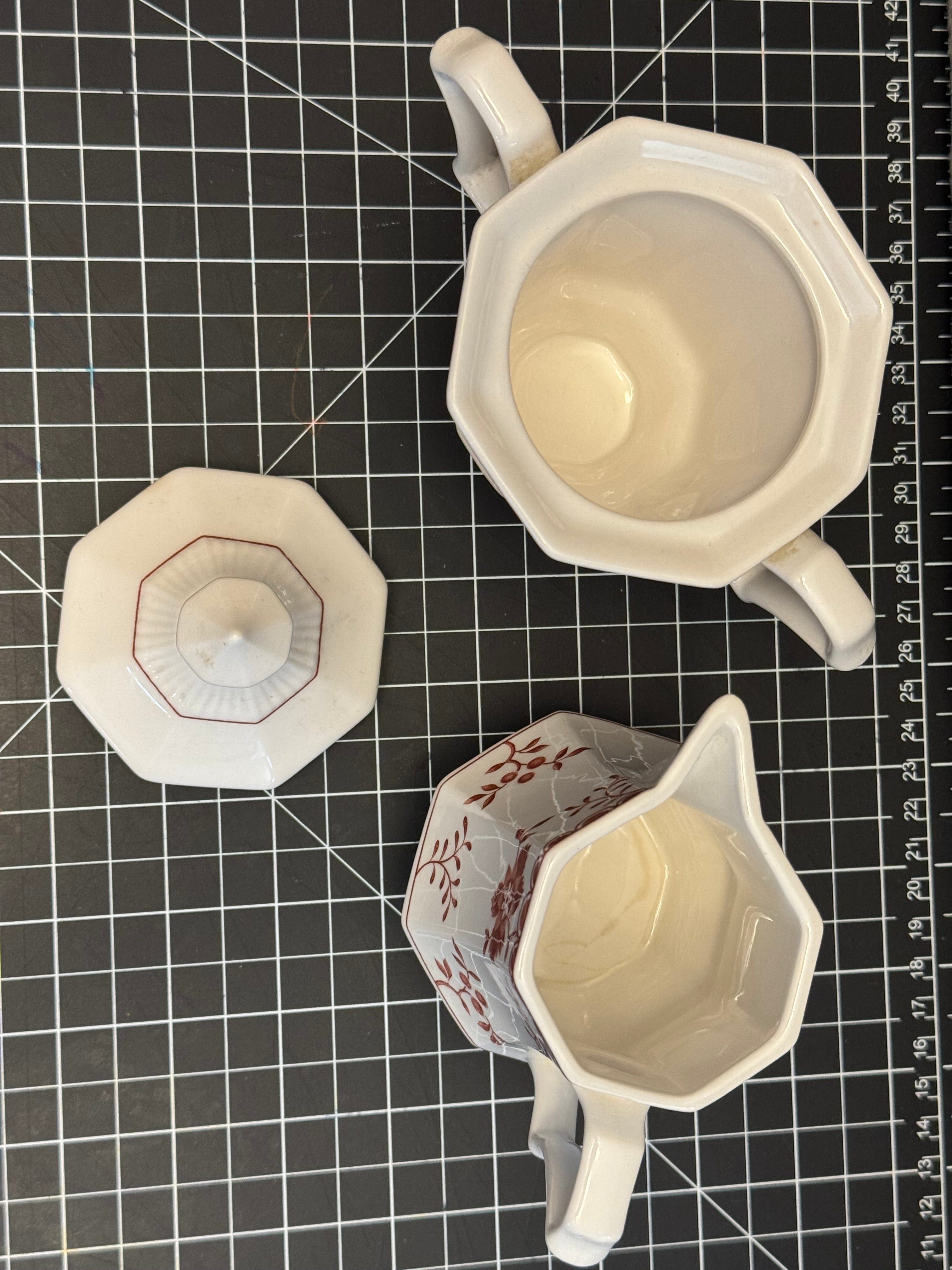 Vintage Nikko Japan Creamer Sugar Set Red Floral Classic Collection