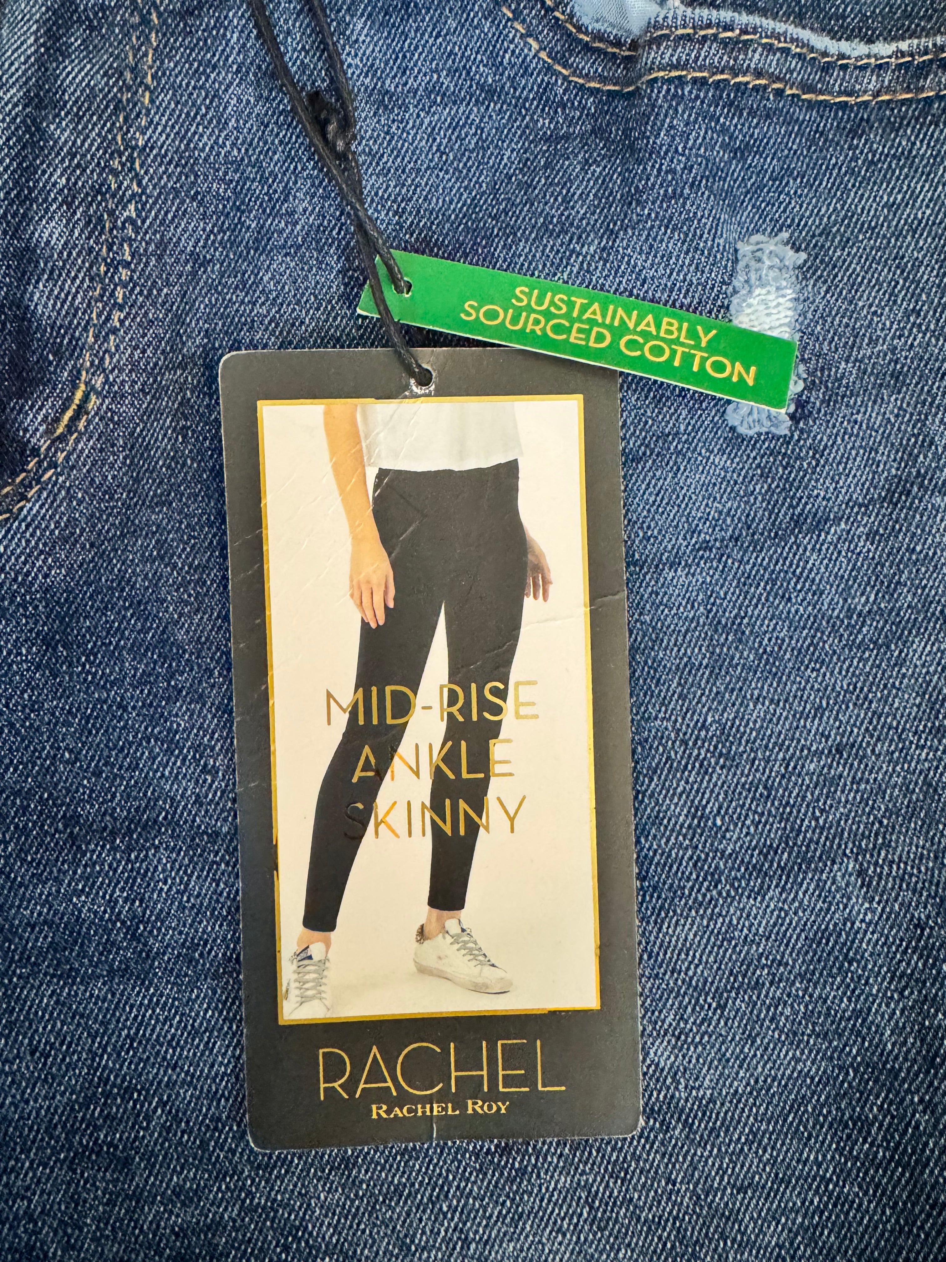 Rachel Roy RACHEL Grace Mid Rise Ankle Skinny Jeans Distressed NWT Size 6/28