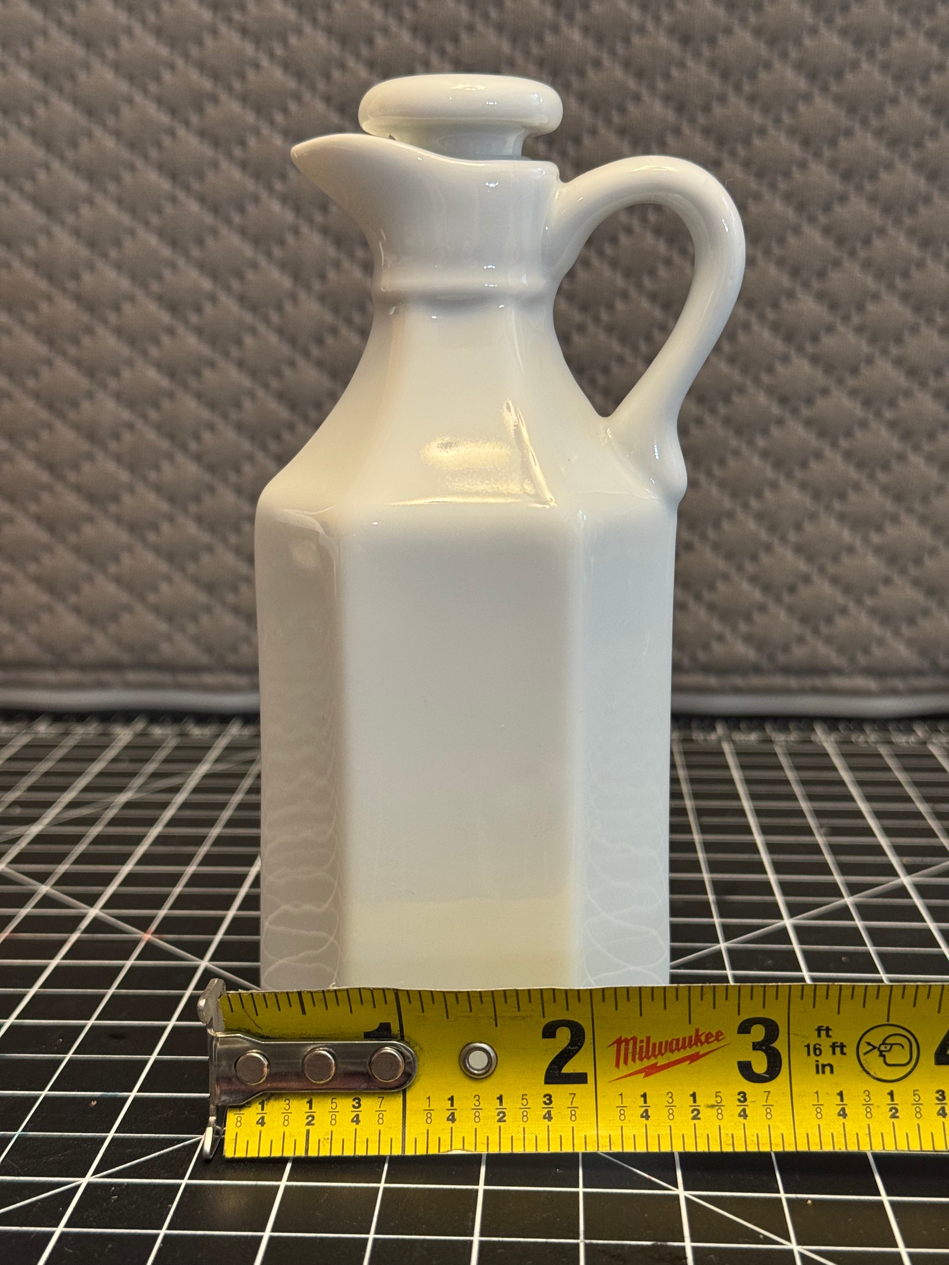 Xcell White Ceramic Oil Vinegar Cruet Bottle Stopper Modern Kitchen Decor