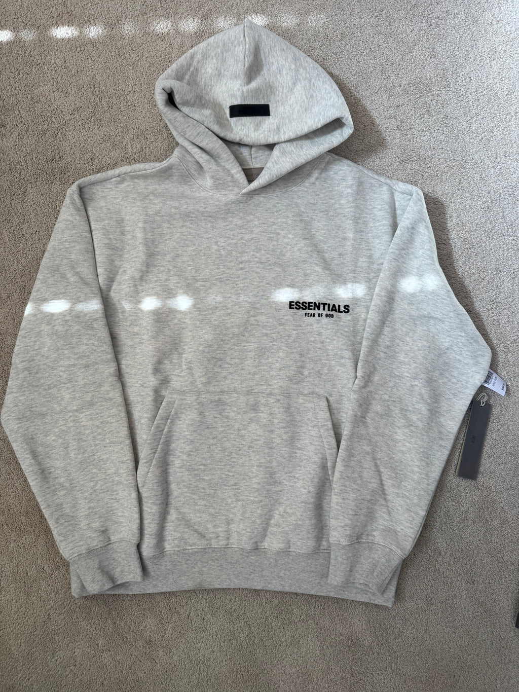 Fear of God Essentials Hoodie Light Oatmeal Large Pullover Sweatshirt NWT