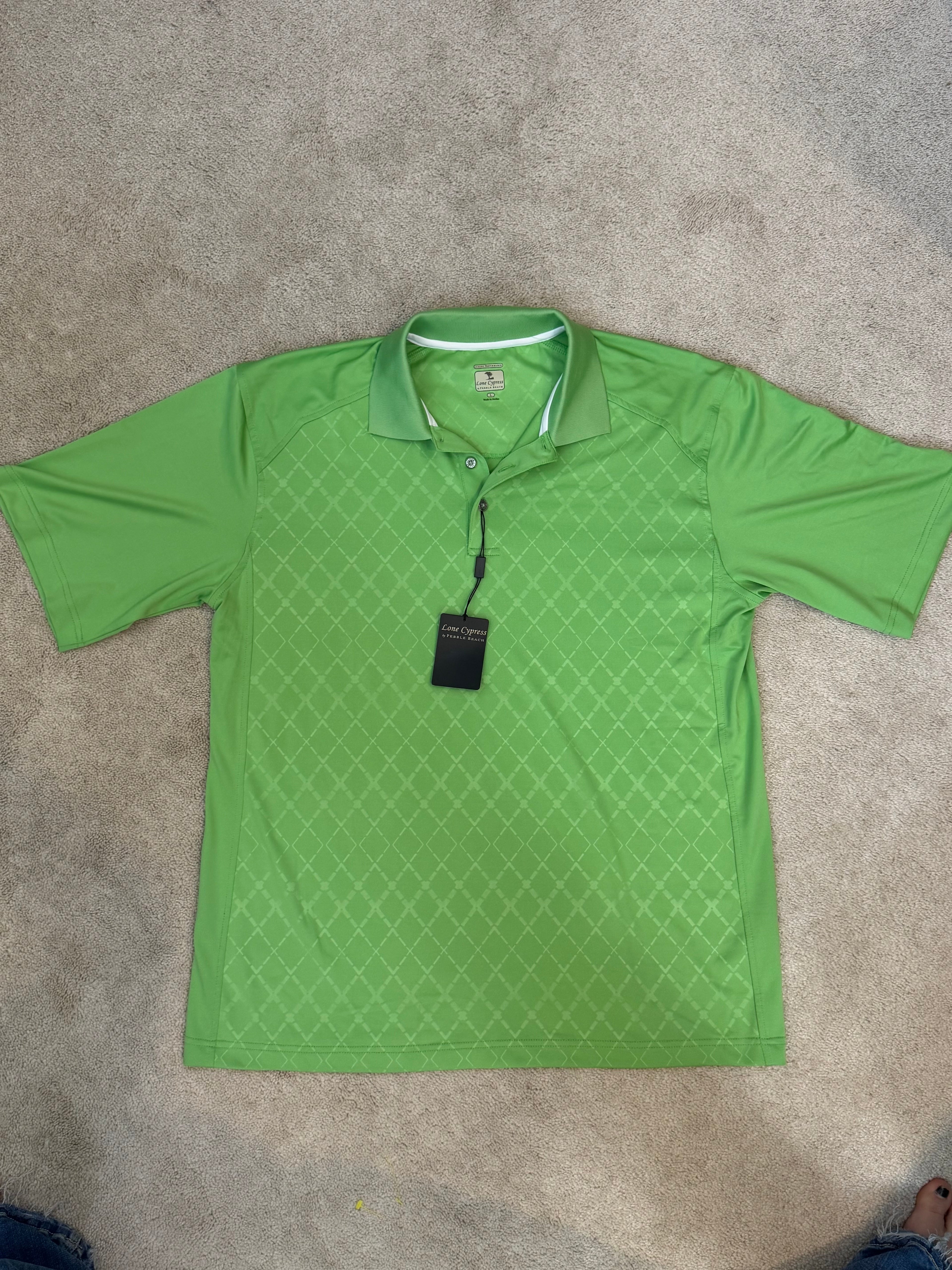 Lone Cypress Pebble Beach Polo Shirt Green Performance Golf Large NWT