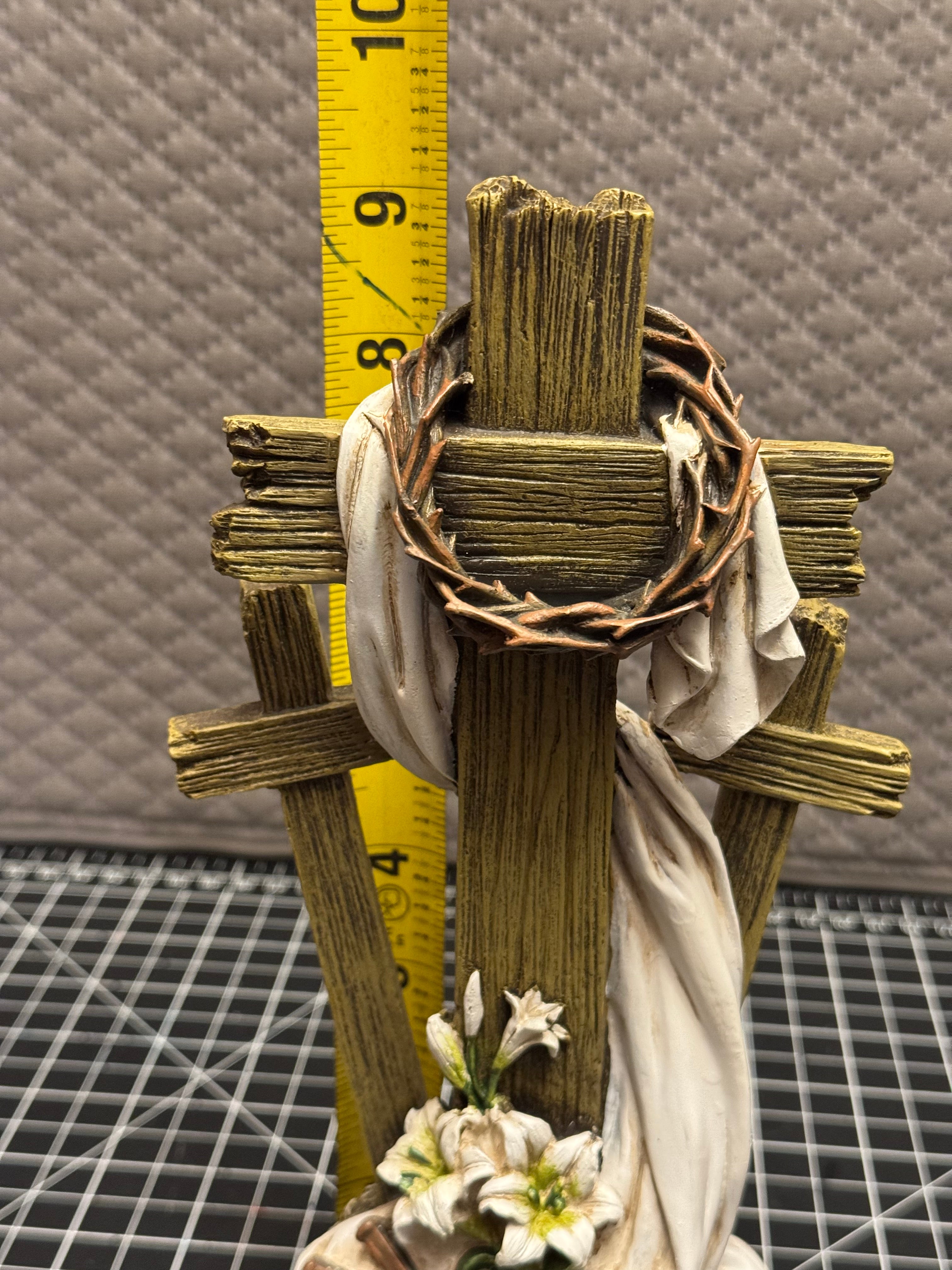 Easter Cross Figurine Crown of Thorns Religious Decor Tabletop Christian