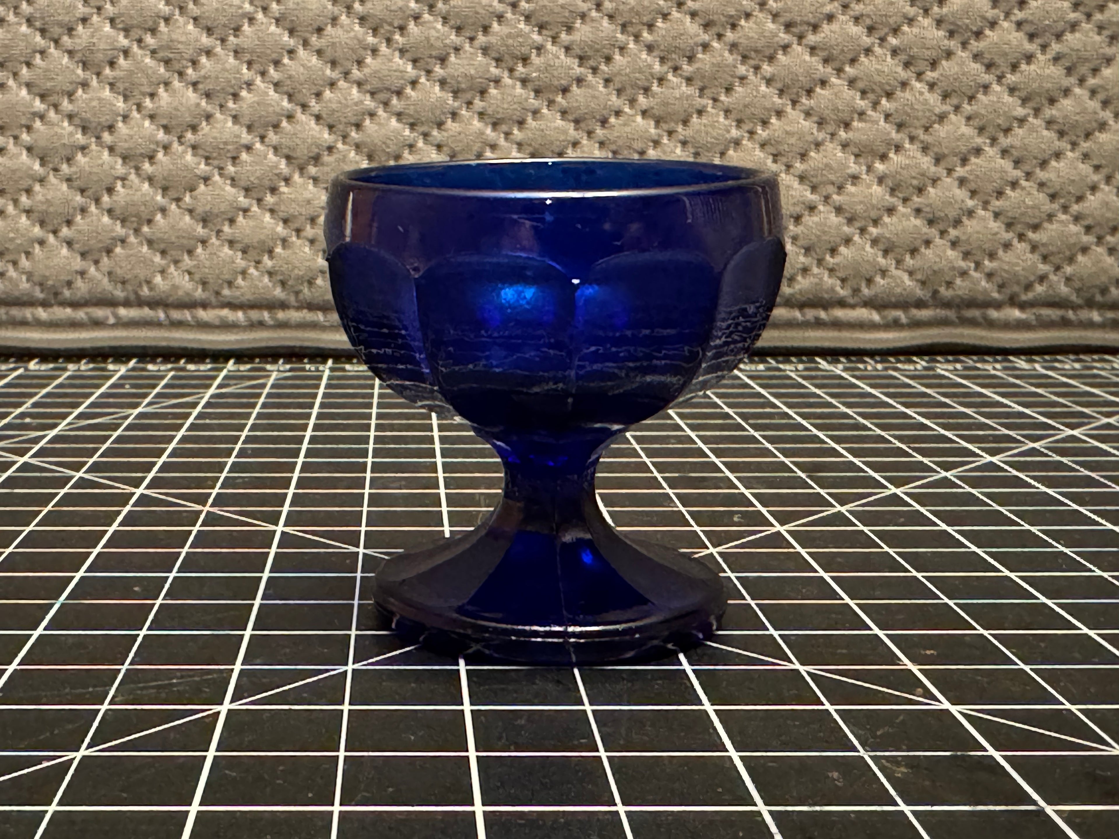 Vintage Cobalt Blue Glass Pedestal Bowl Vase 1969 Anchor Hocking Style
