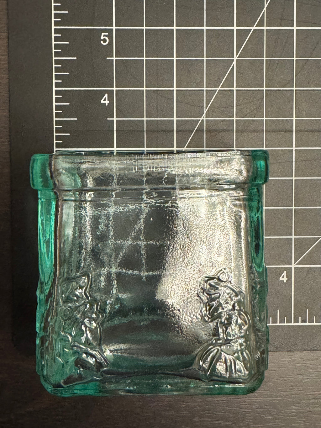 Vintage Aqua Glass Tealight Holder Set Blue Green Square Votive