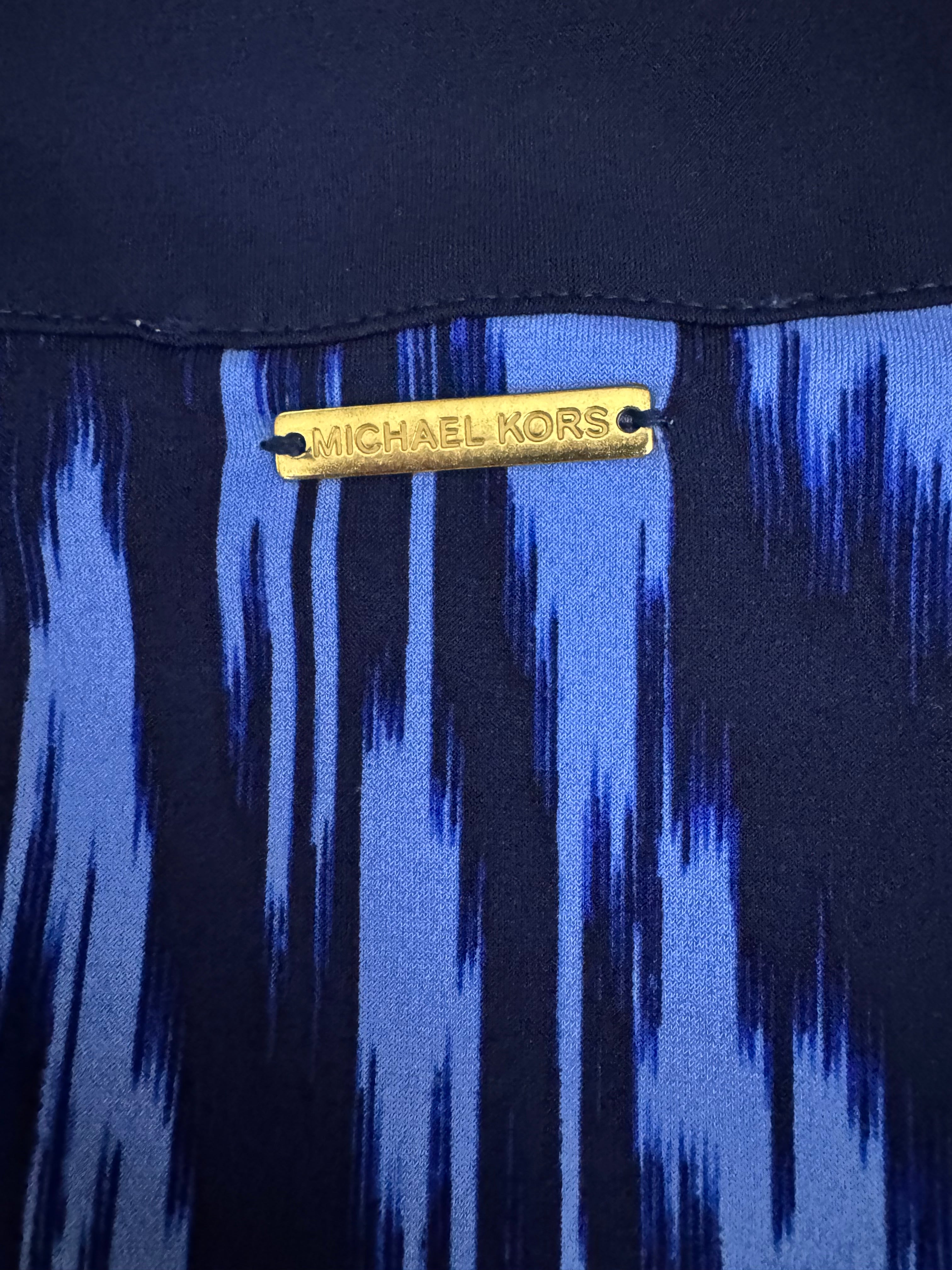 Michael Michael Kors S Blue Printed Shift Dress 3/4 Sleeve NWT