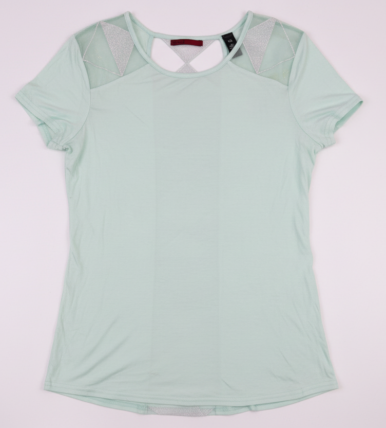 BKE Red Buckle Mint Mesh Back Top XS NWT Scoop Neck Short Sleeve