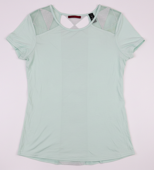 BKE Red Buckle Mint Mesh Back Top XS NWT Scoop Neck Short Sleeve