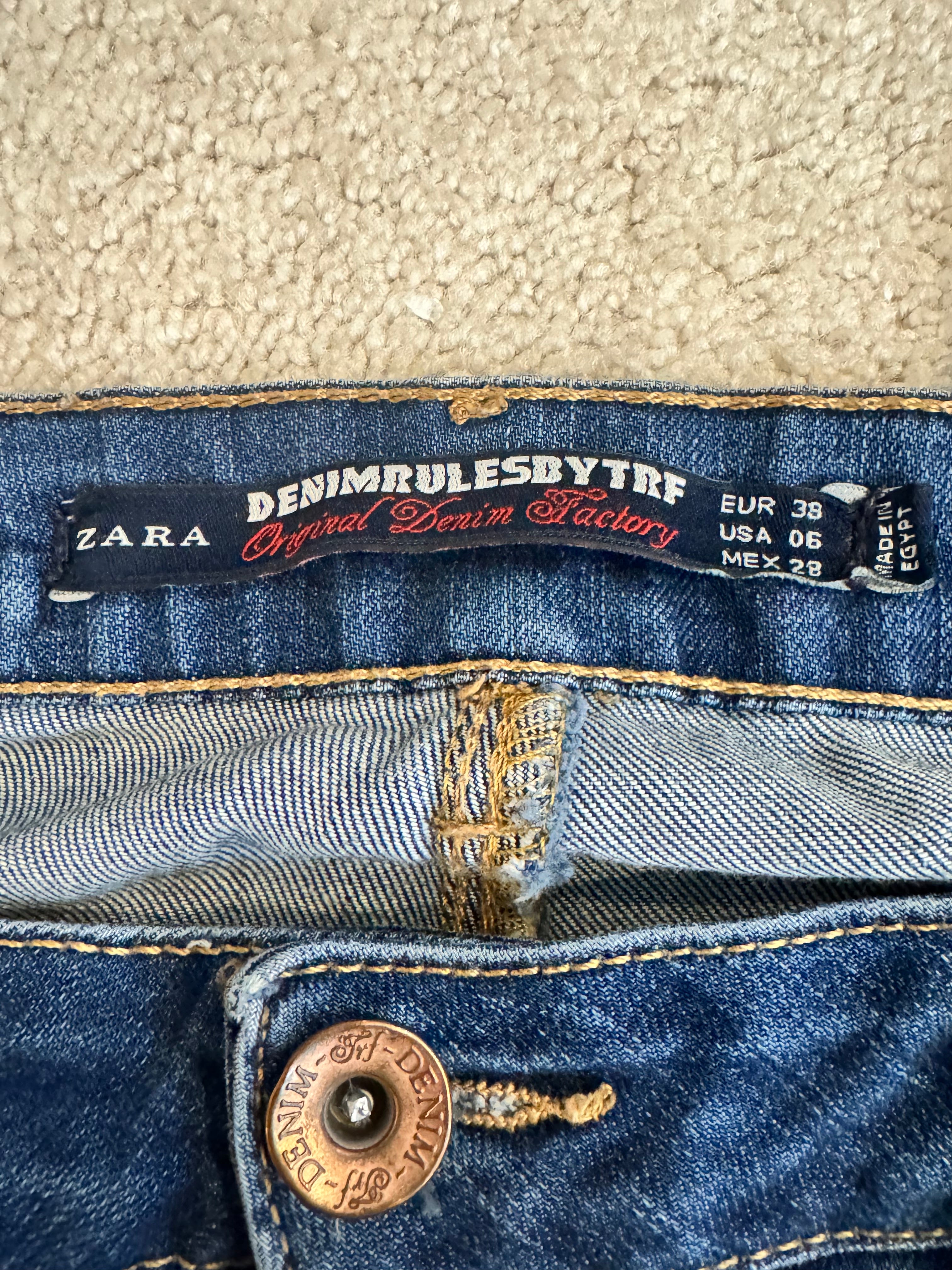 Zara TRF Denim Rules Skinny Jeans Women US 6 EU 38 Medium Wash 28x28