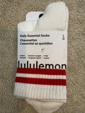 Lululemon Daily Essential Quarter Socks L White Red Rare NWT