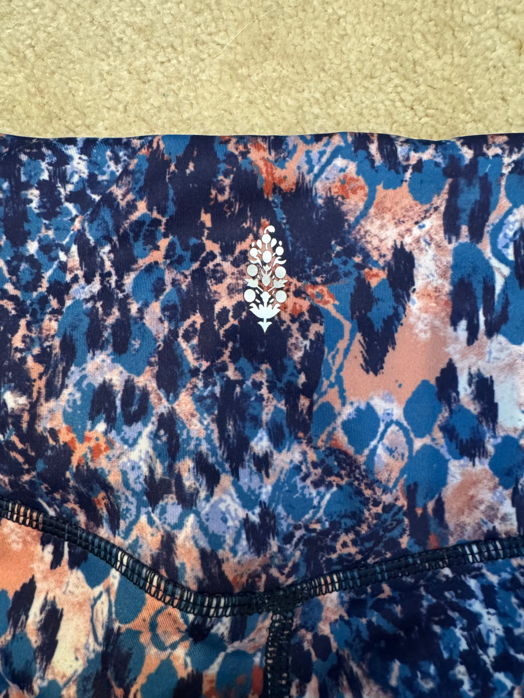 Free People FP Movement XS Blue Pink Print High Rise Leggings
