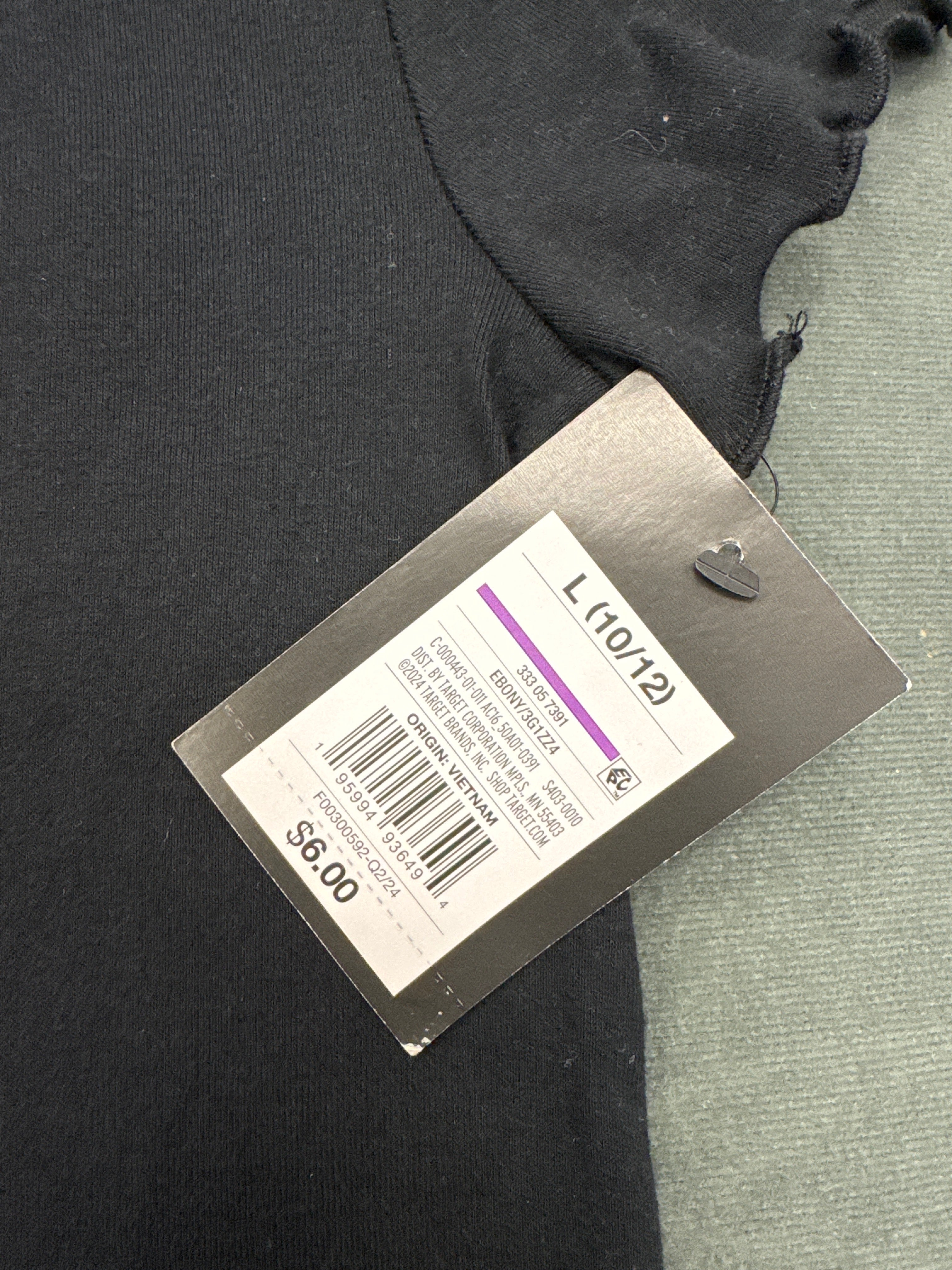 Art Class Girls Black Lettuce Hem Tee Shirt Size L (10/12) Short Sleeve NWT