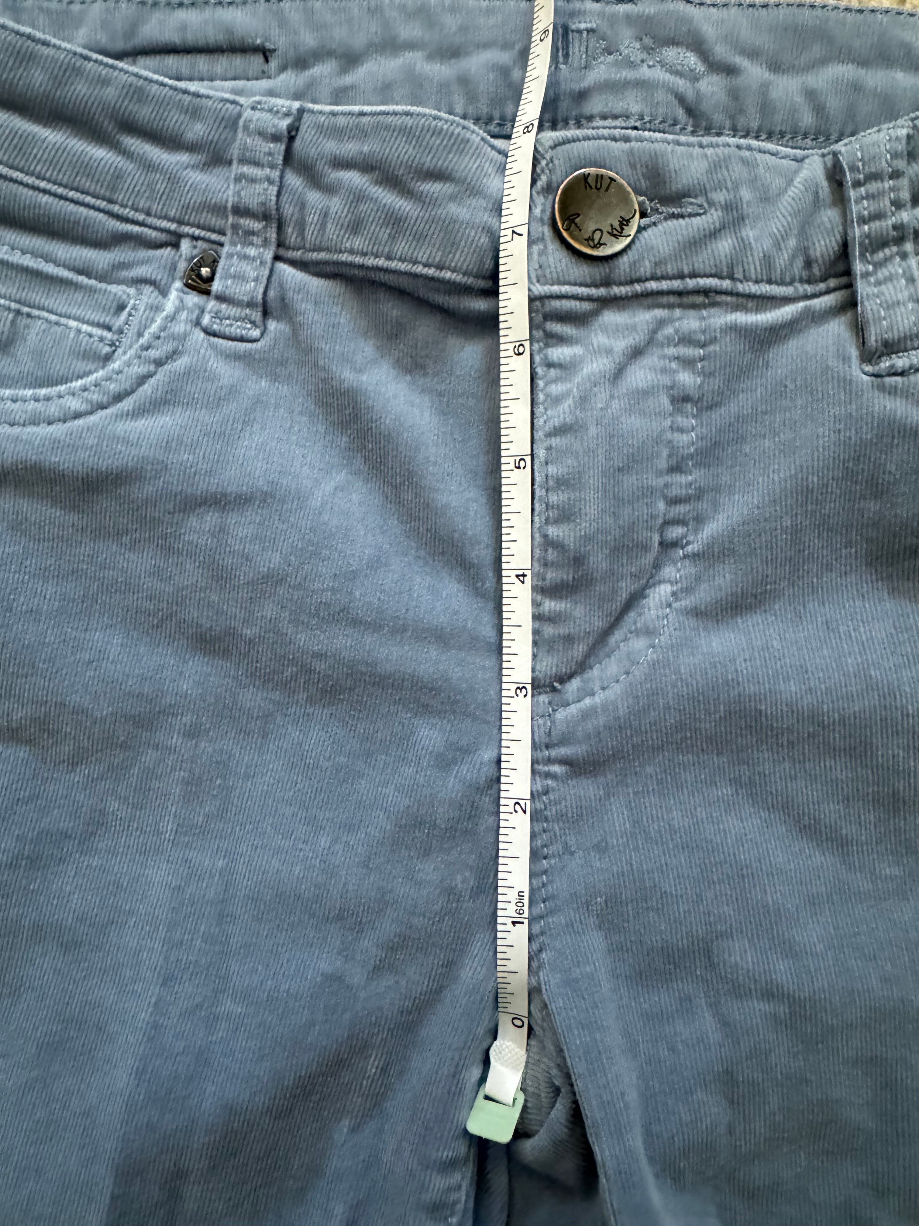 KUT From The Kloth Womens Corduroy Pants 2P Petite Blue Mid Rise Stretch Straight Leg