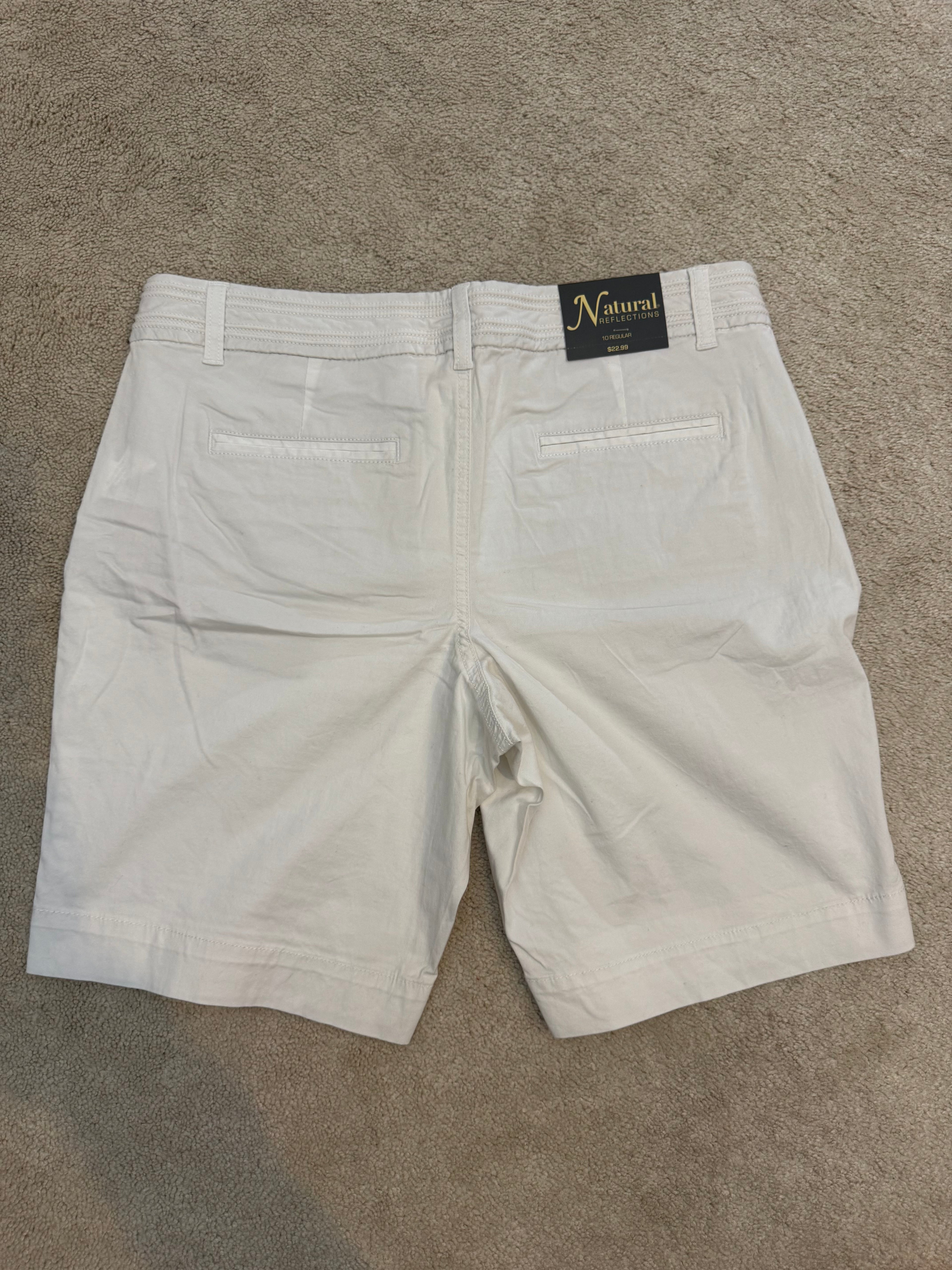 Natural Reflections Blanc White Bermuda Shorts 10 Regular NWT