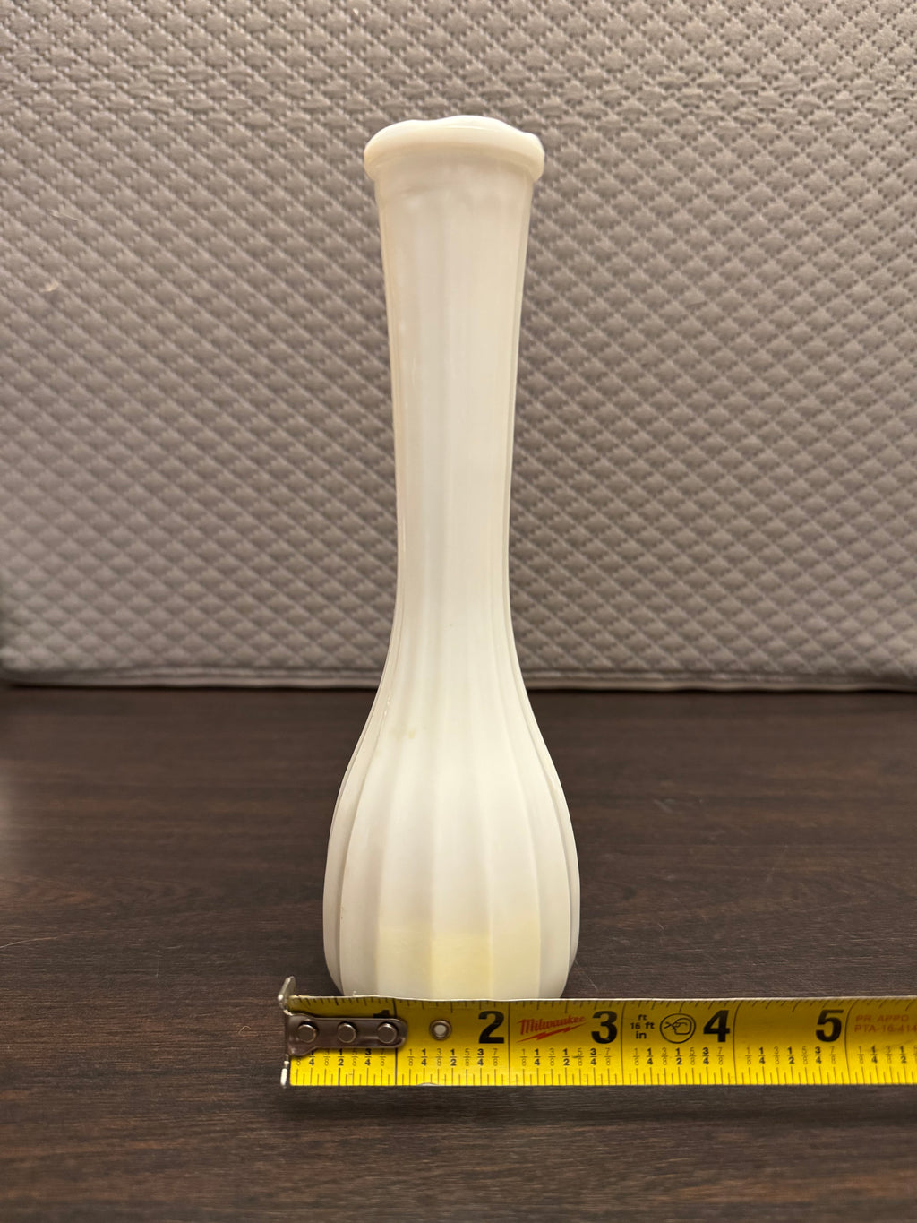 Vintage CLC Co Milk Glass Bud Vase Ribbed White Tall Farmhouse Decor