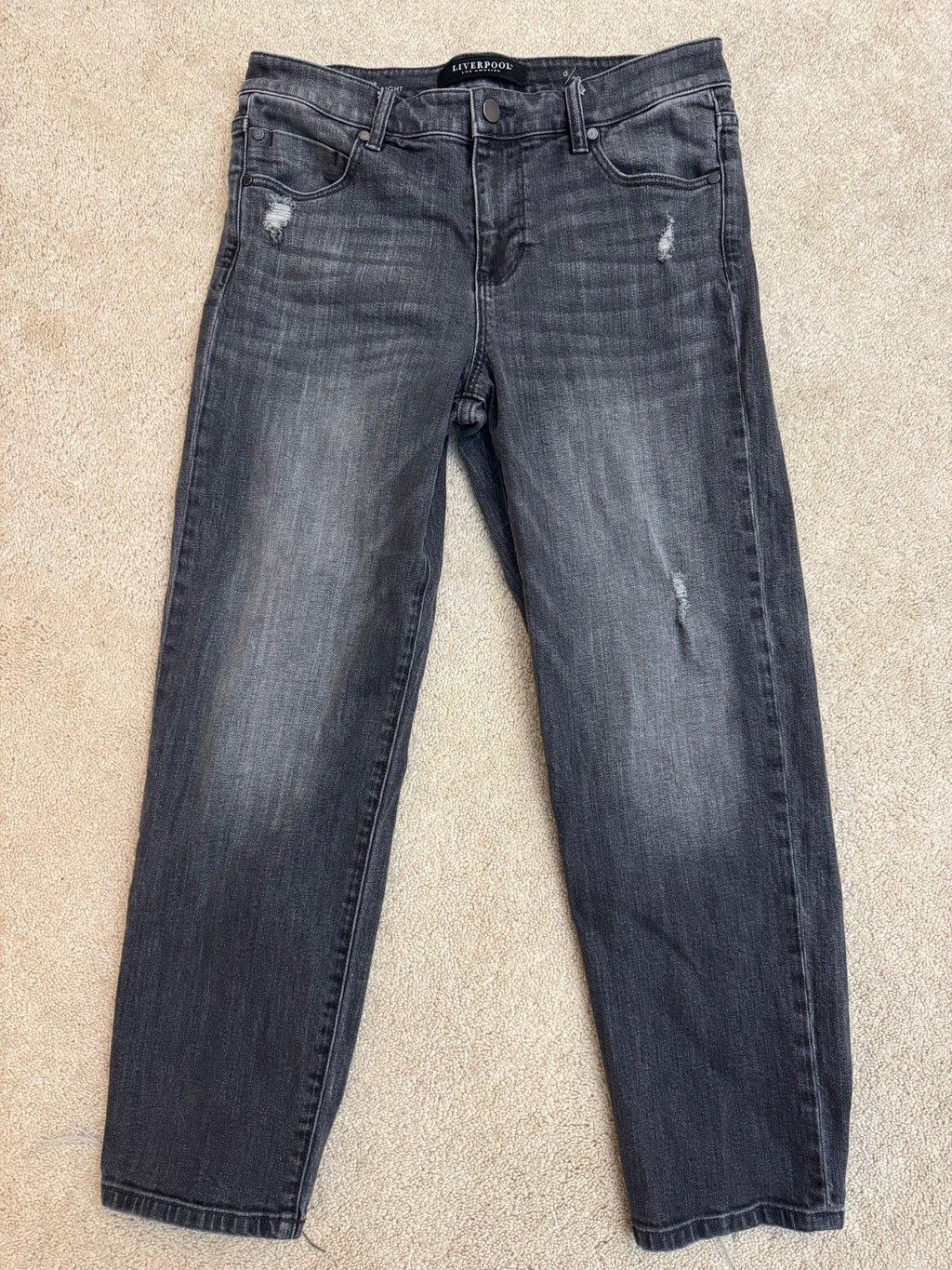 Liverpool Crop Straight Jeans Size 29 Gray High Rise 26” Inseam