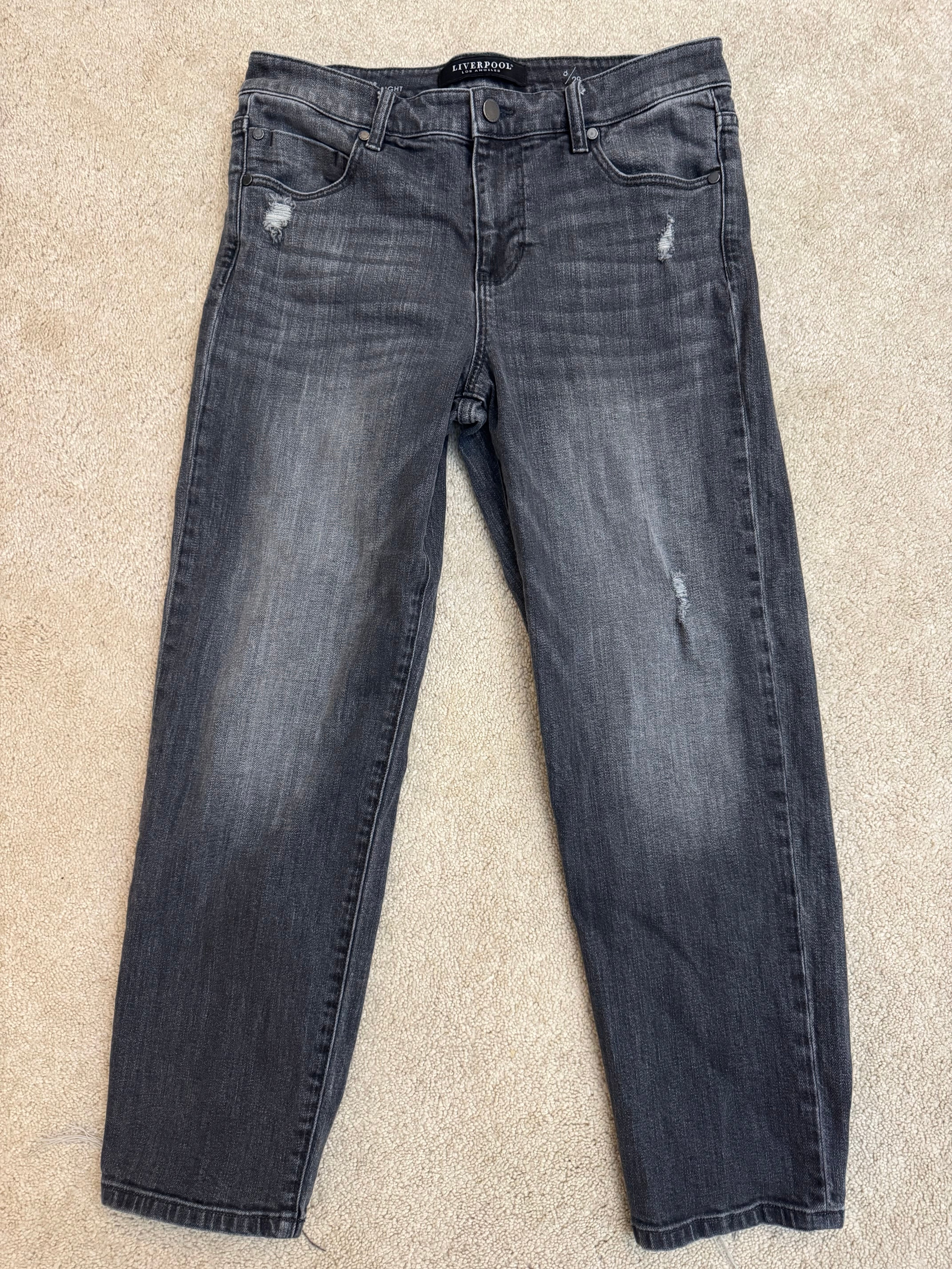 Liverpool Crop Straight Jeans Size 29 Gray High Rise 26” Inseam