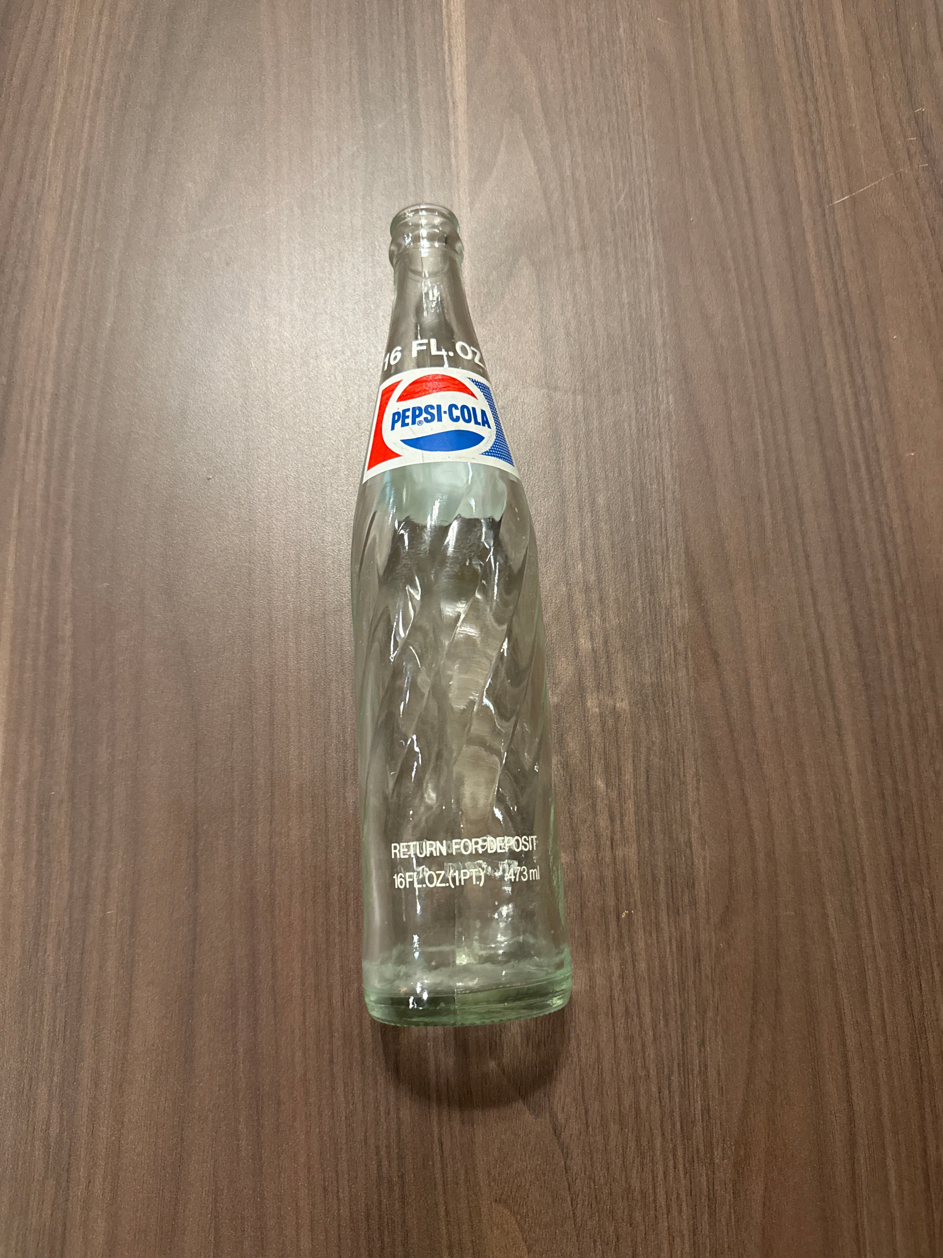Vintage Pepsi Cola Glass Bottle 16 oz Return for Deposit Money Back Bottle