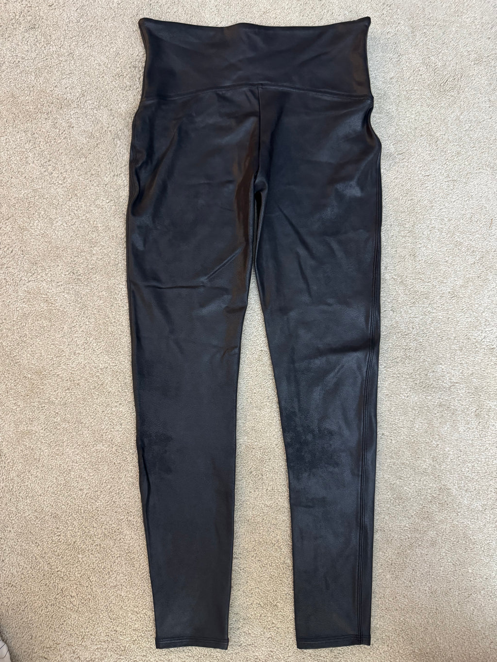 SPANX Faux Leather Leggings XL Black High Rise Shaping Pull On NWT