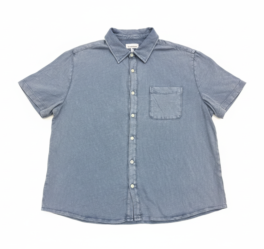 Goodfellow & Co Mens Blue Slub Button Down Shirt Short Sleeve Standard Fit Multiple Sizes NWT
