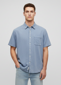 Goodfellow & Co Mens Blue Slub Button Down Shirt Short Sleeve Standard Fit Multiple Sizes NWT
