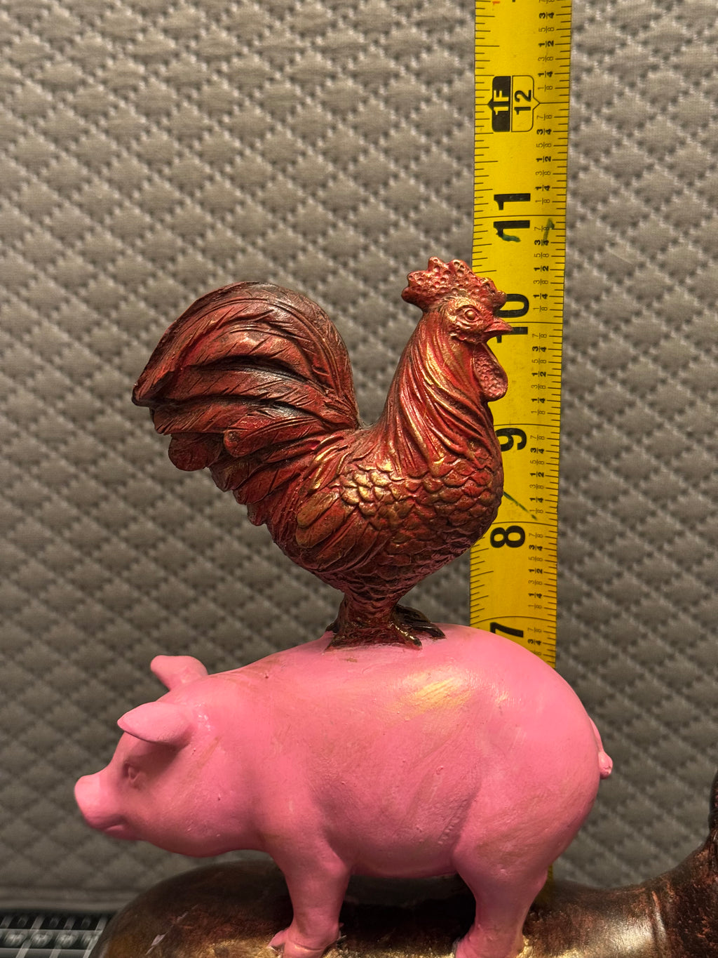 Farm Animal Stack Figurine Rooster Pig Cow Rustic Farmhouse Decor Statue
