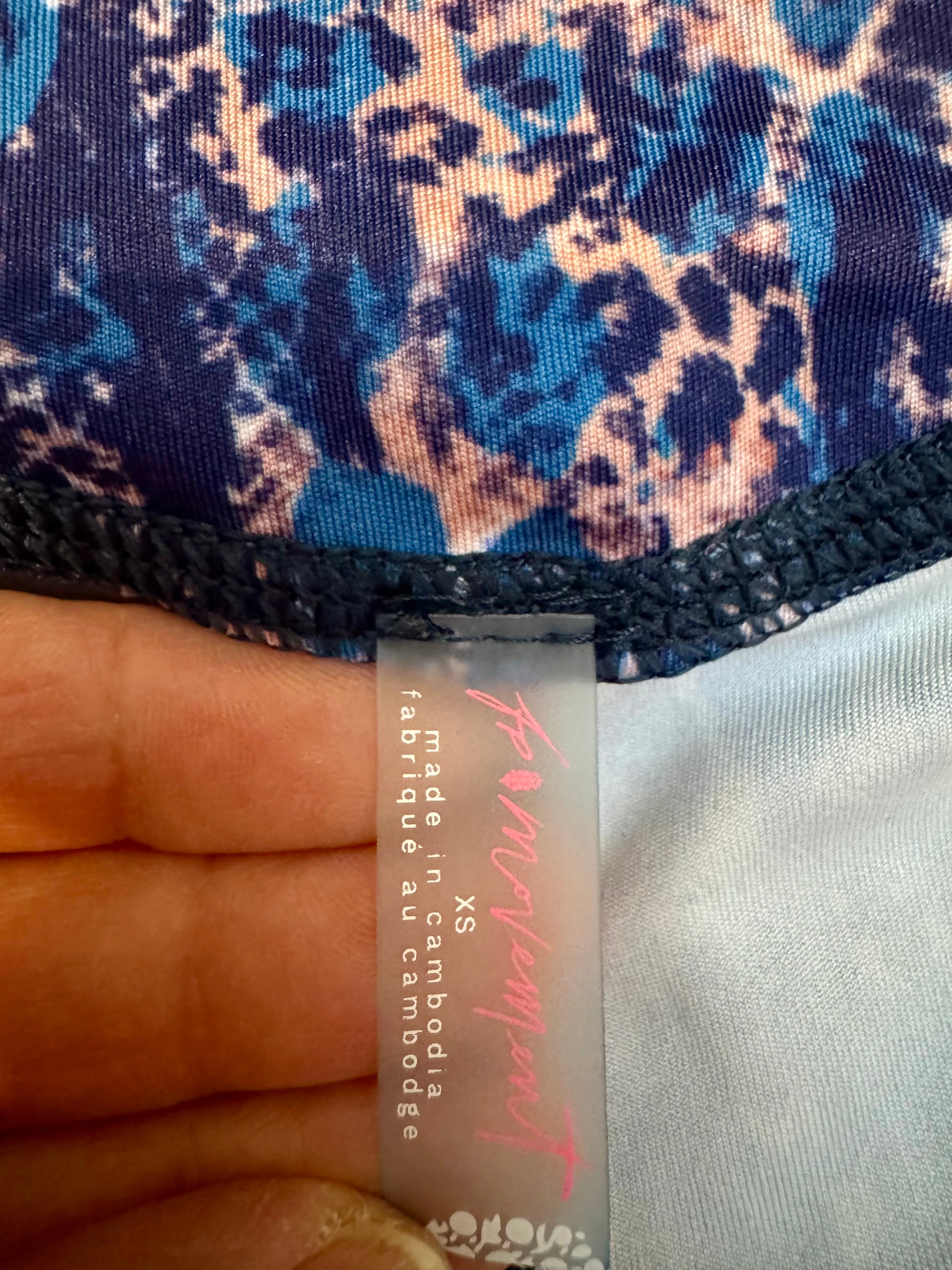 Free People FP Movement XS Blue Pink Print High Rise Leggings