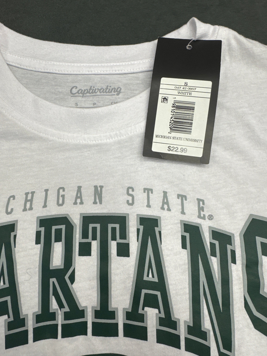 Michigan State Spartans T Shirt Mens Small NWT NCAA College Graphic White Spartans Tee
