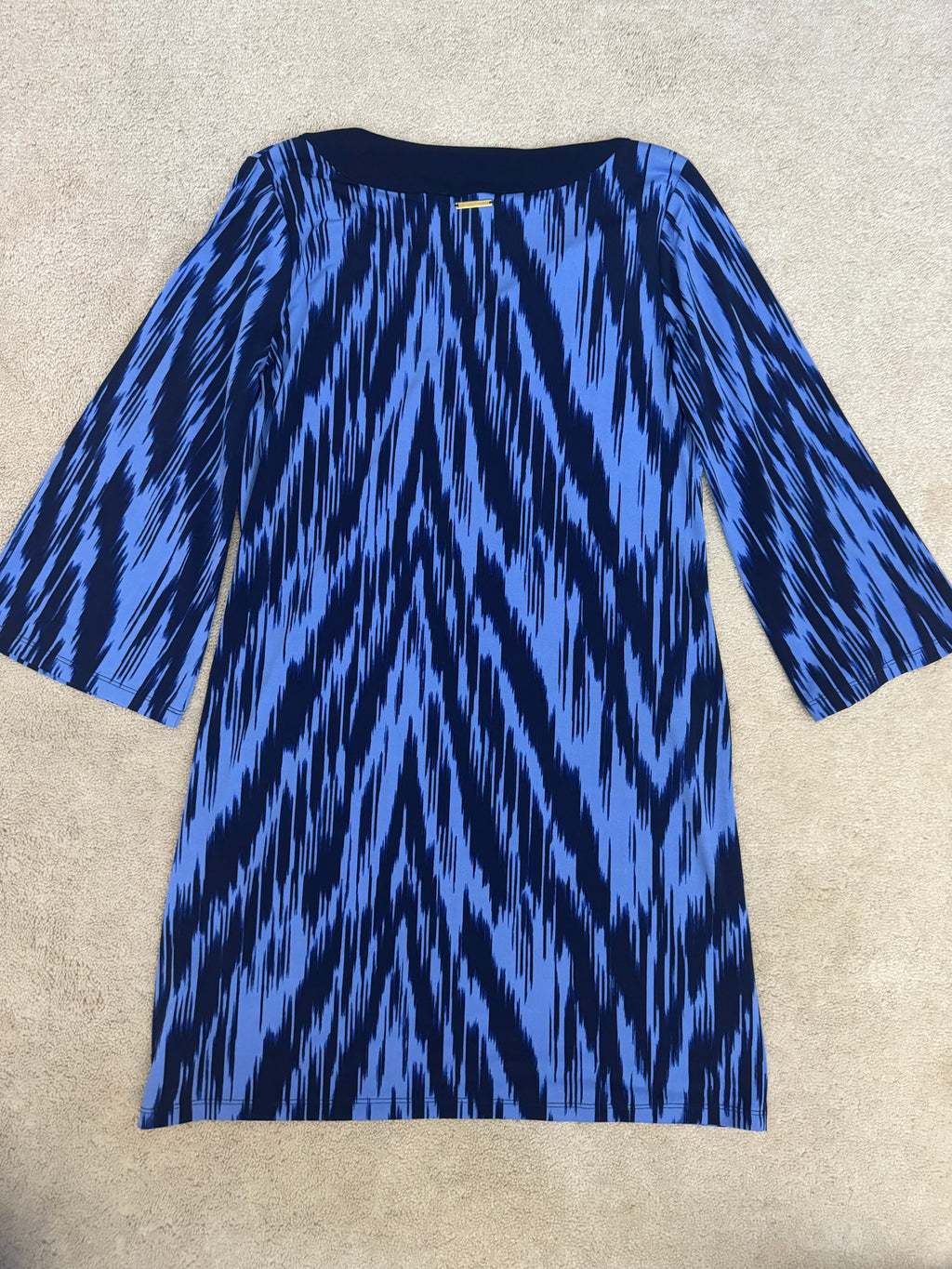 Michael Michael Kors S Blue Printed Shift Dress 3/4 Sleeve NWT
