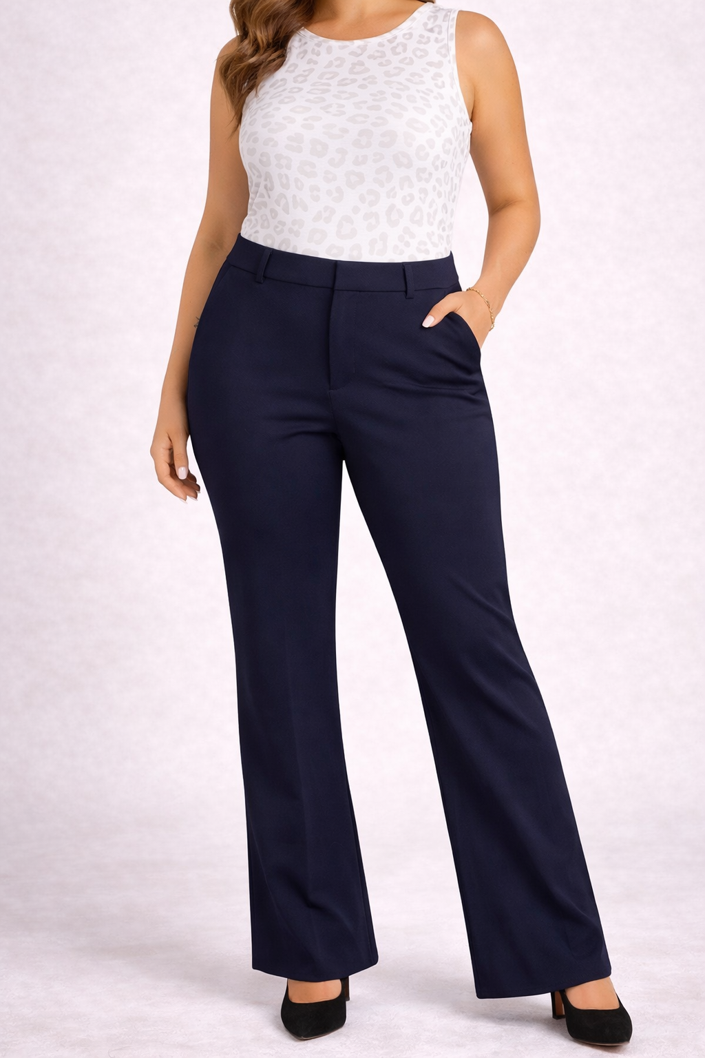 Simply Vera Vera Wang Navy High Rise Flare Pants 14 NWT