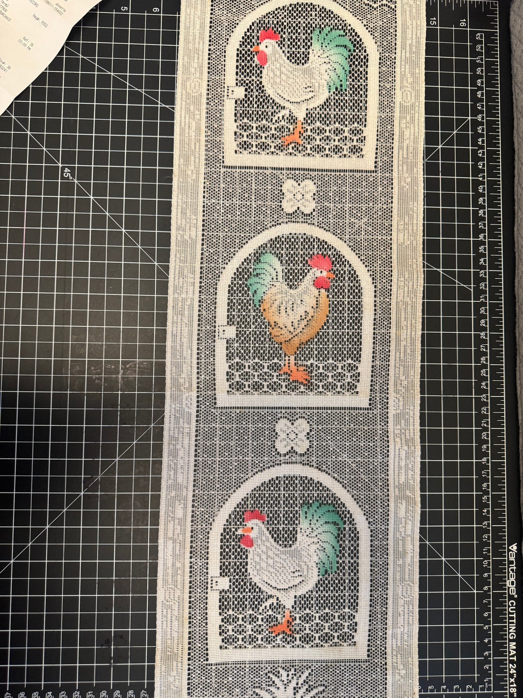 Vintage Lace Rooster Curtain Wall Hanging Farmhouse Kitchen Decor Country Panel