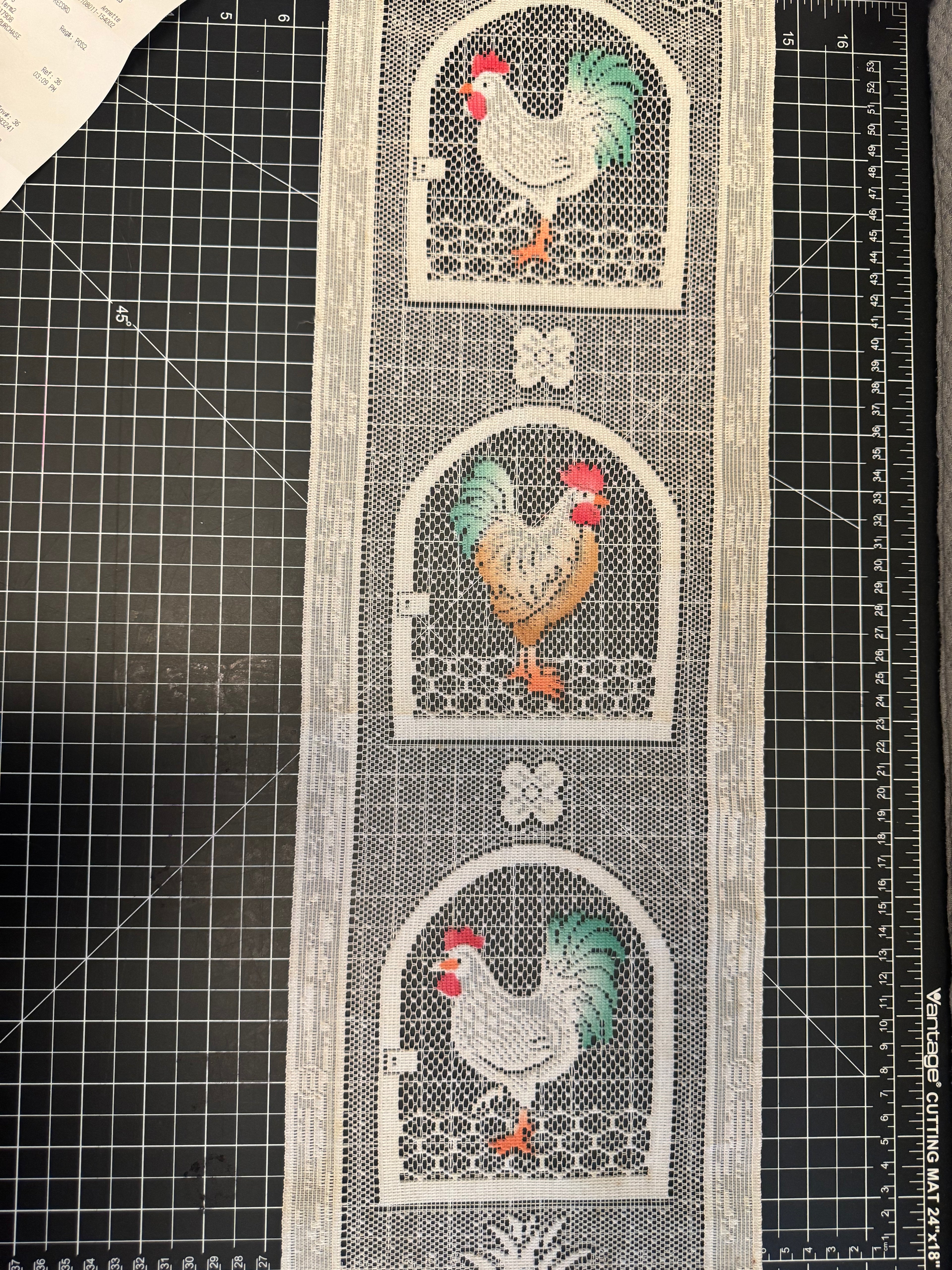 Vintage Lace Rooster Curtain Wall Hanging Farmhouse Kitchen Decor Country Panel