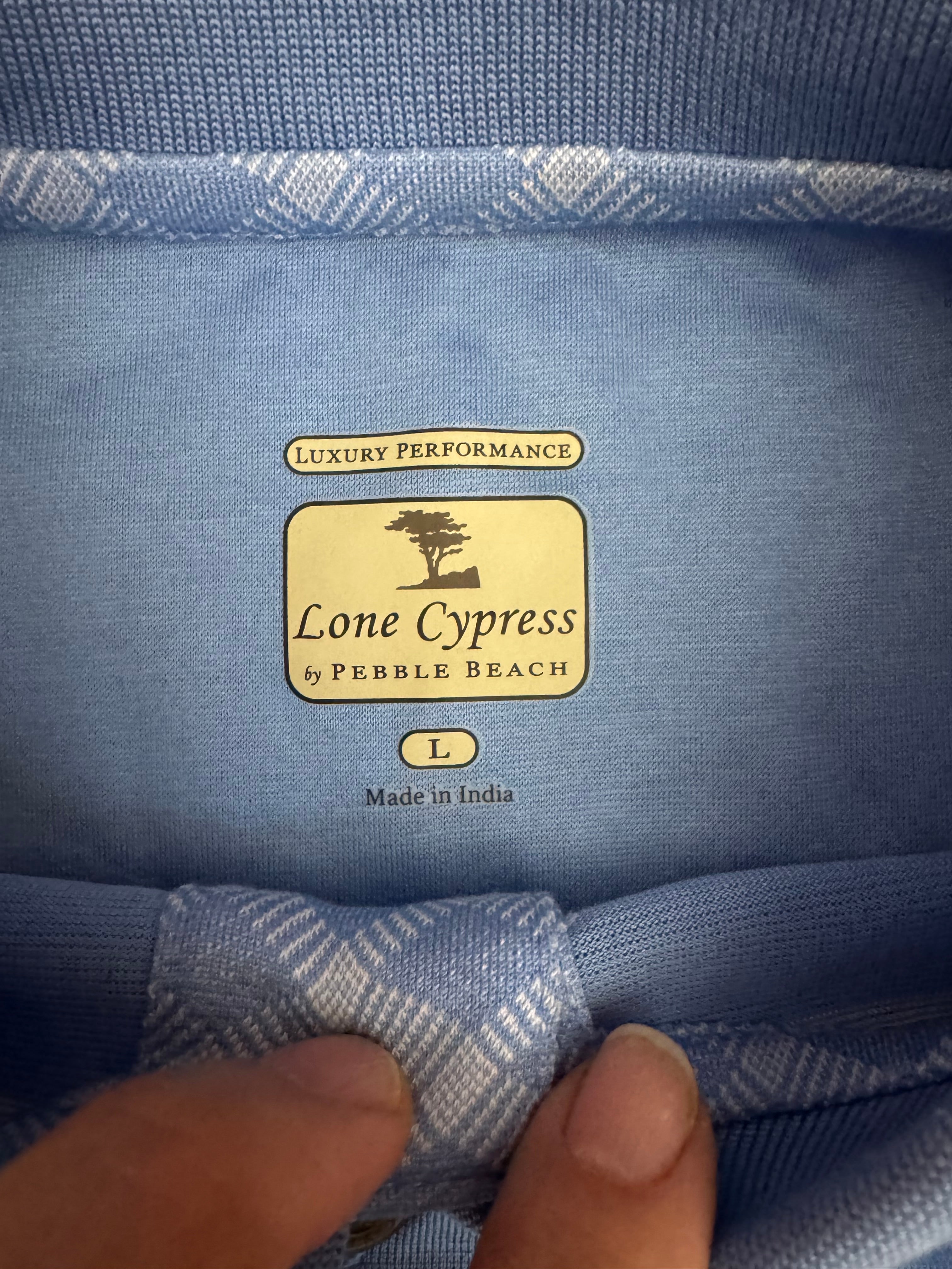 Pebble Beach Lone Cypress Mens Large Blue Performance Golf Polo NWT