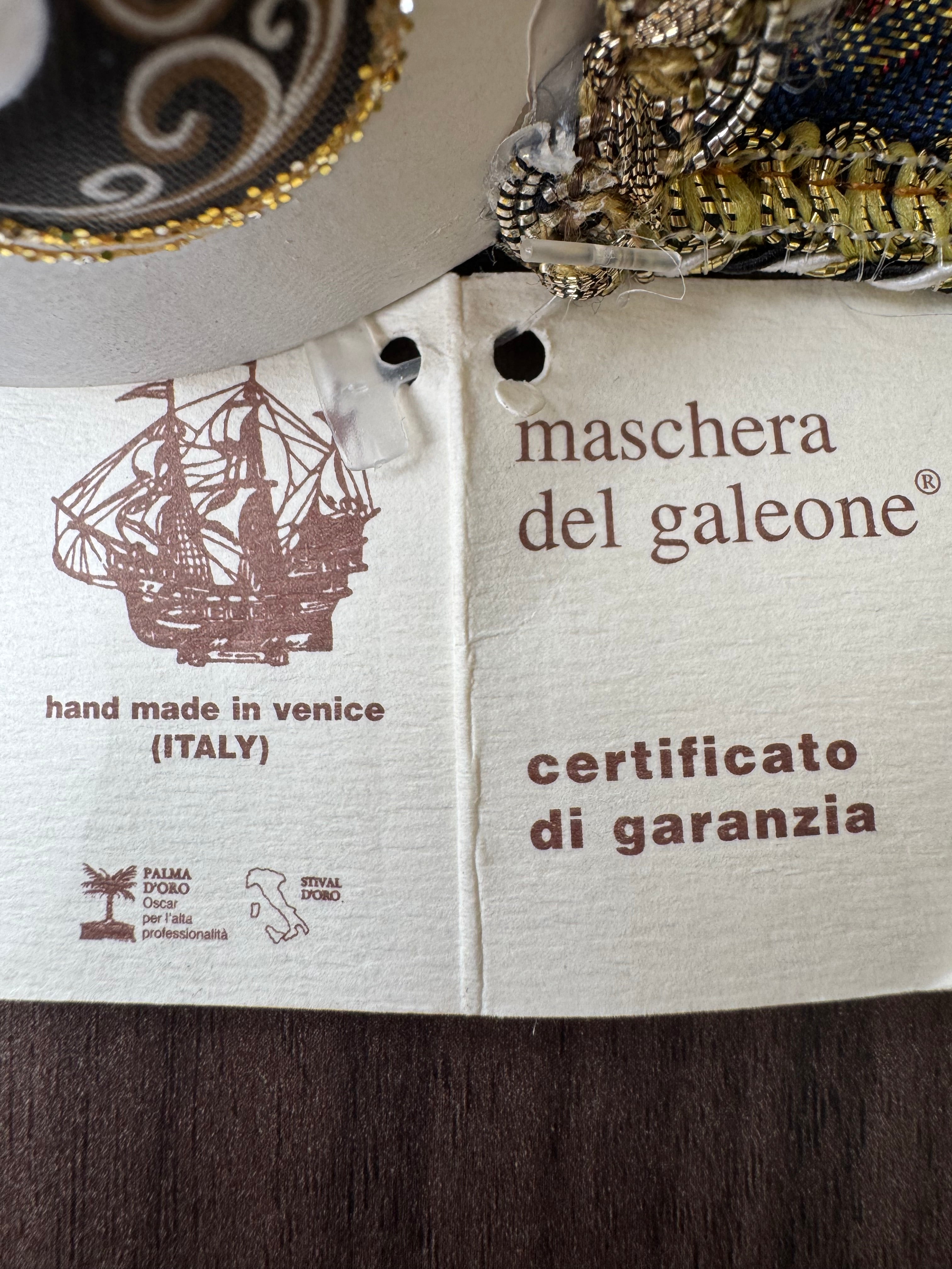 Venetian Jester Mask Maschera del Galeone Italy Wall Decor w/ Tag