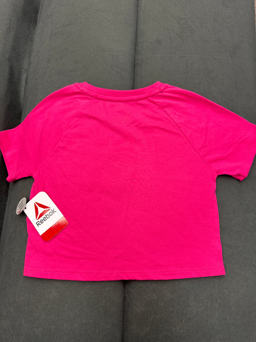 Reebok Athletic Club Girls Pink Cropped Tee XS 4/5 Graphic Short Sleeve Shirt NWT