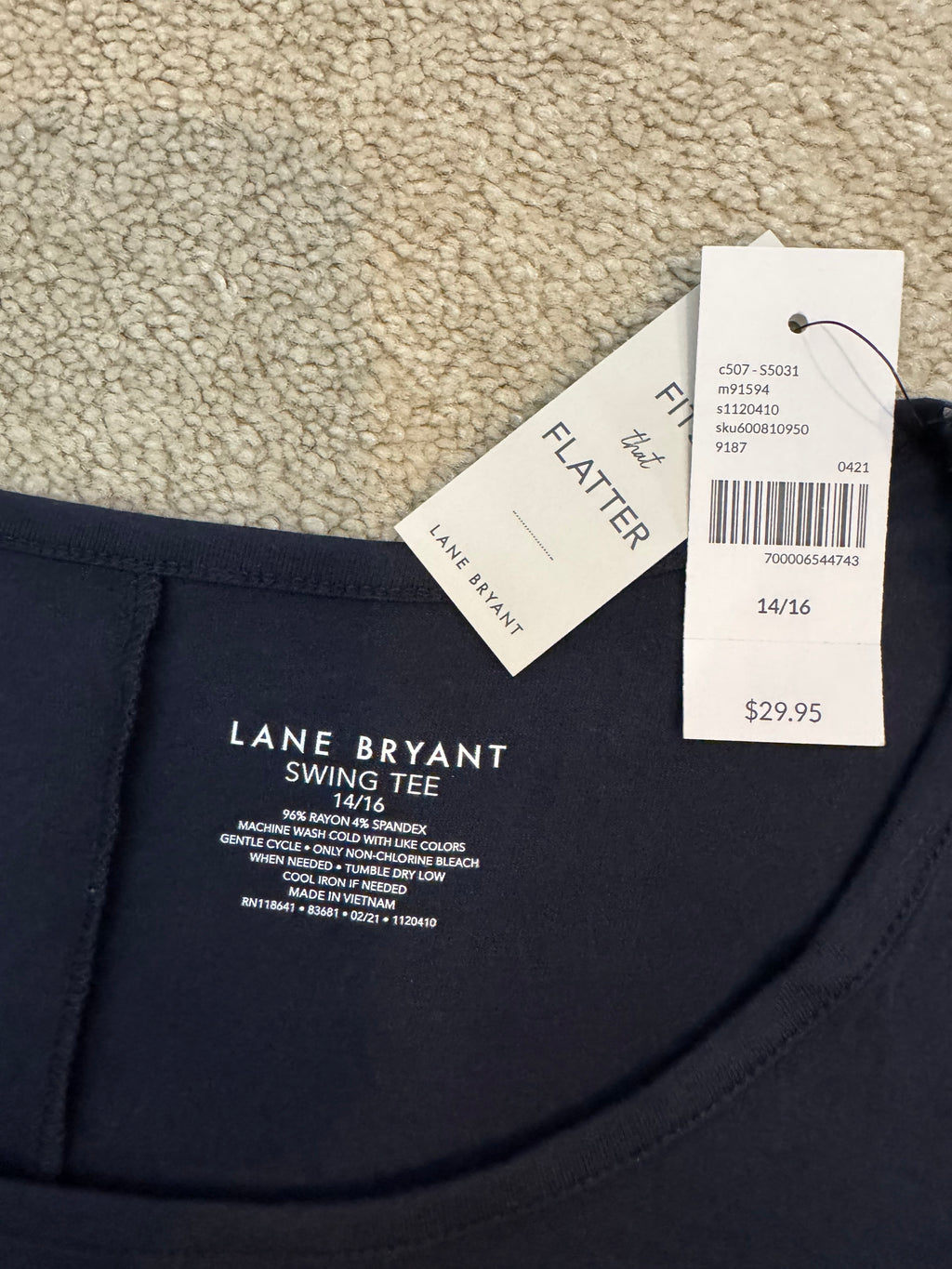 Lane Bryant Plus Size 14/16 Navy Cold Shoulder Swing Top NWT