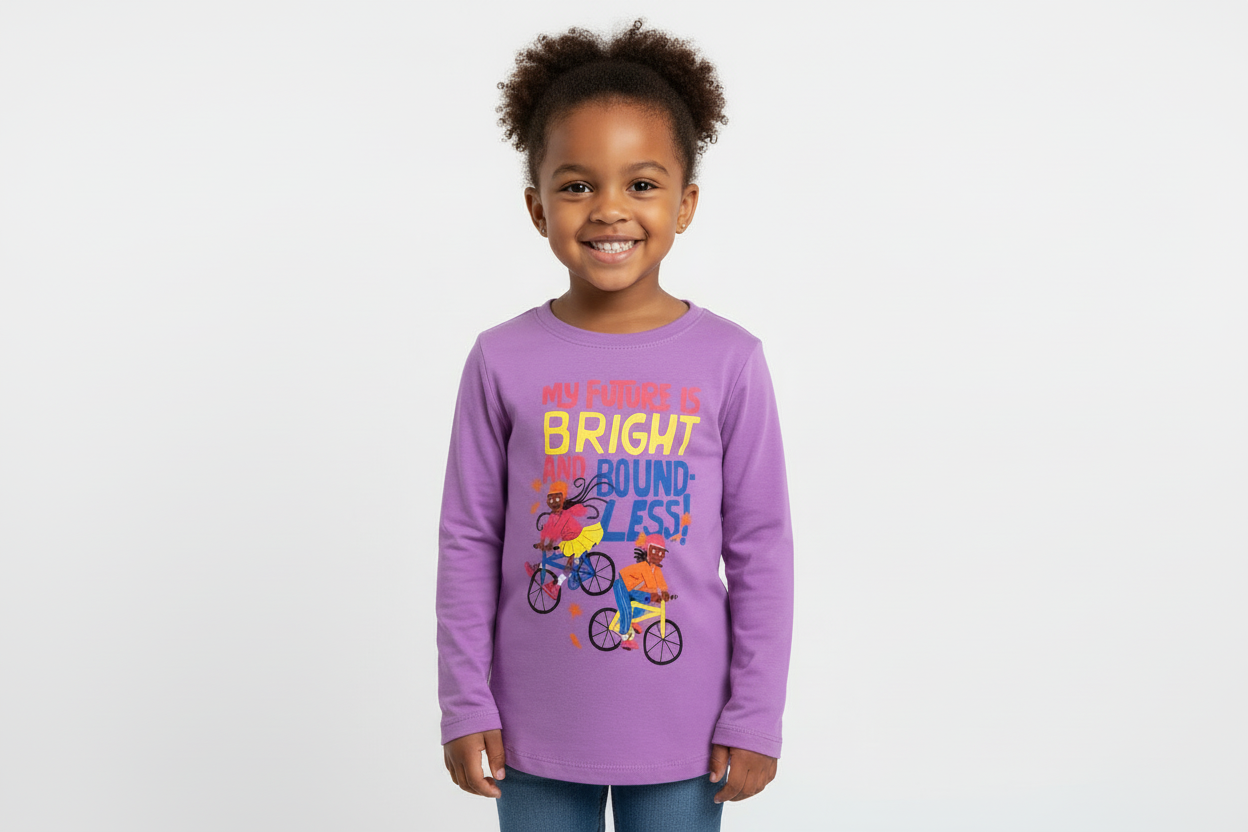 Cat & Jack Girls Purple “My Future Is Bright and Boundless” Long Sleeve Shirt XS 4-5 NWT
