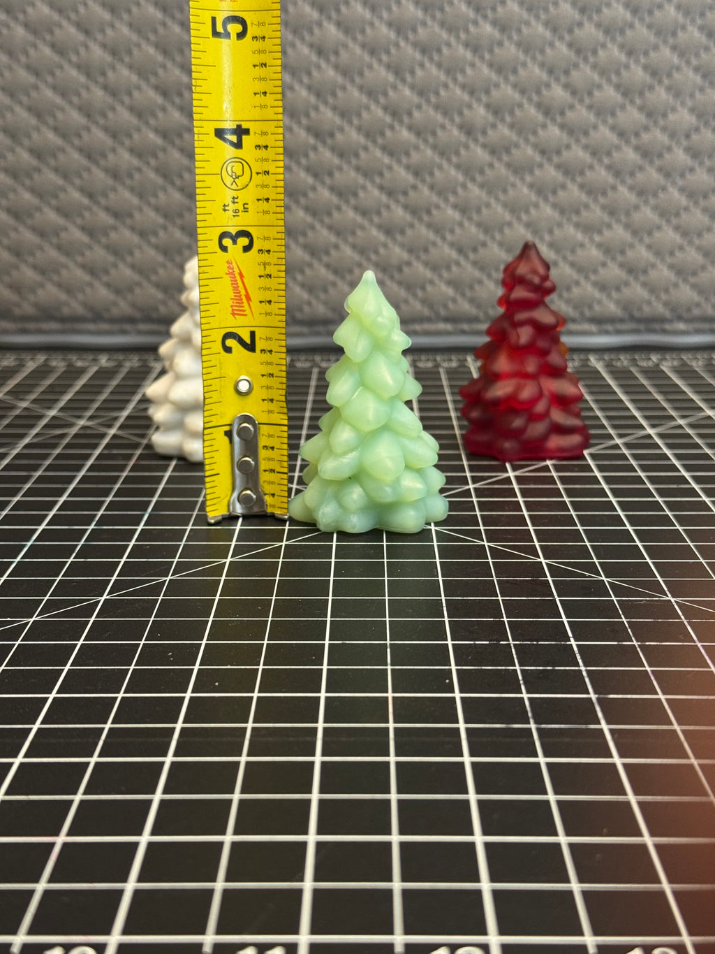 UV Reactive Red Christmas Tree Set Vintage Style Holiday Decor 3pc