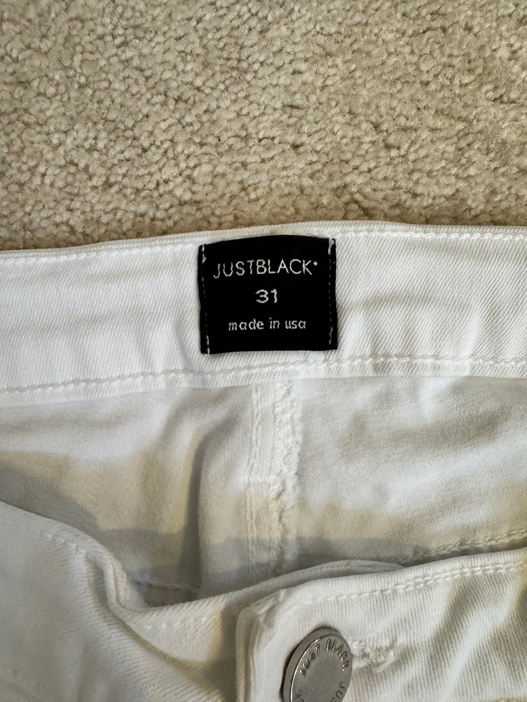 Just Black White Raw Step Hem Jeans Womens 31 Mid Rise Straight Ankle Denim USA